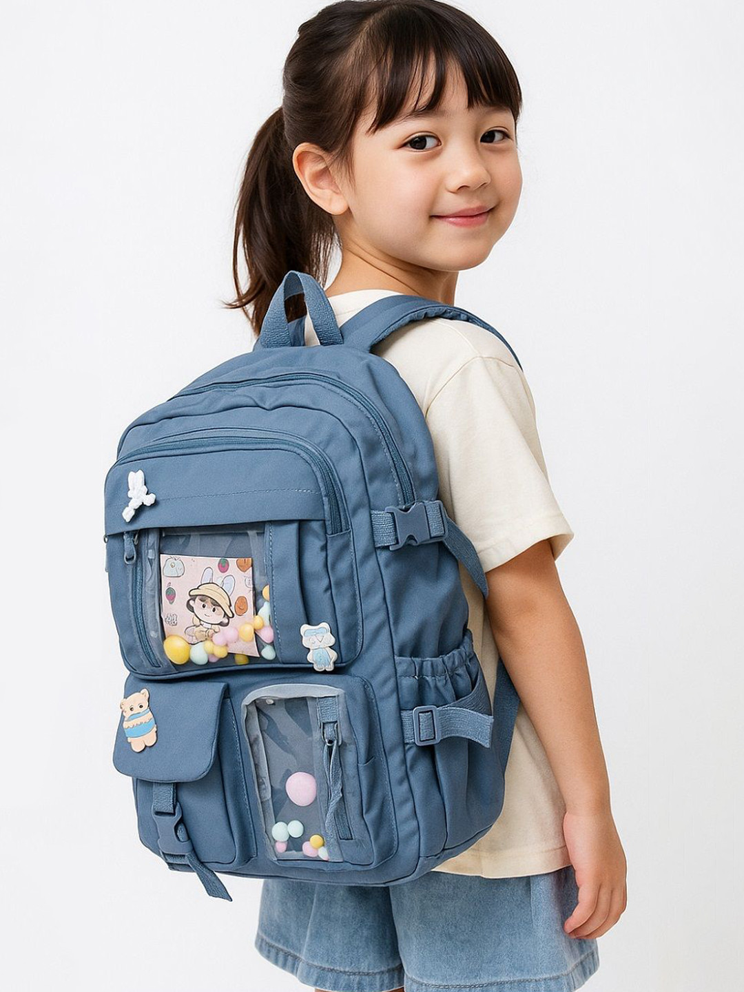 Donicy Girls Graphic Non-Padded Medium Backpack