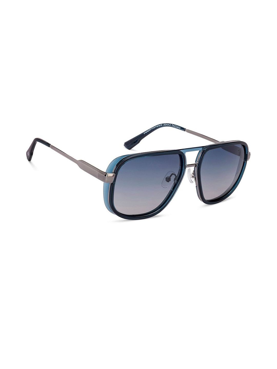 Vincent Chase Unisex Blue Lens & Gunmetal-Toned Rectangle Sunglasses 235589