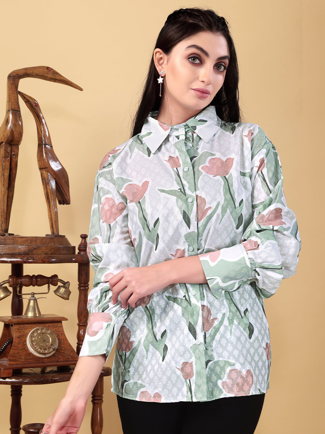 Dot Shine Women Floral Printed Casual Shirt
