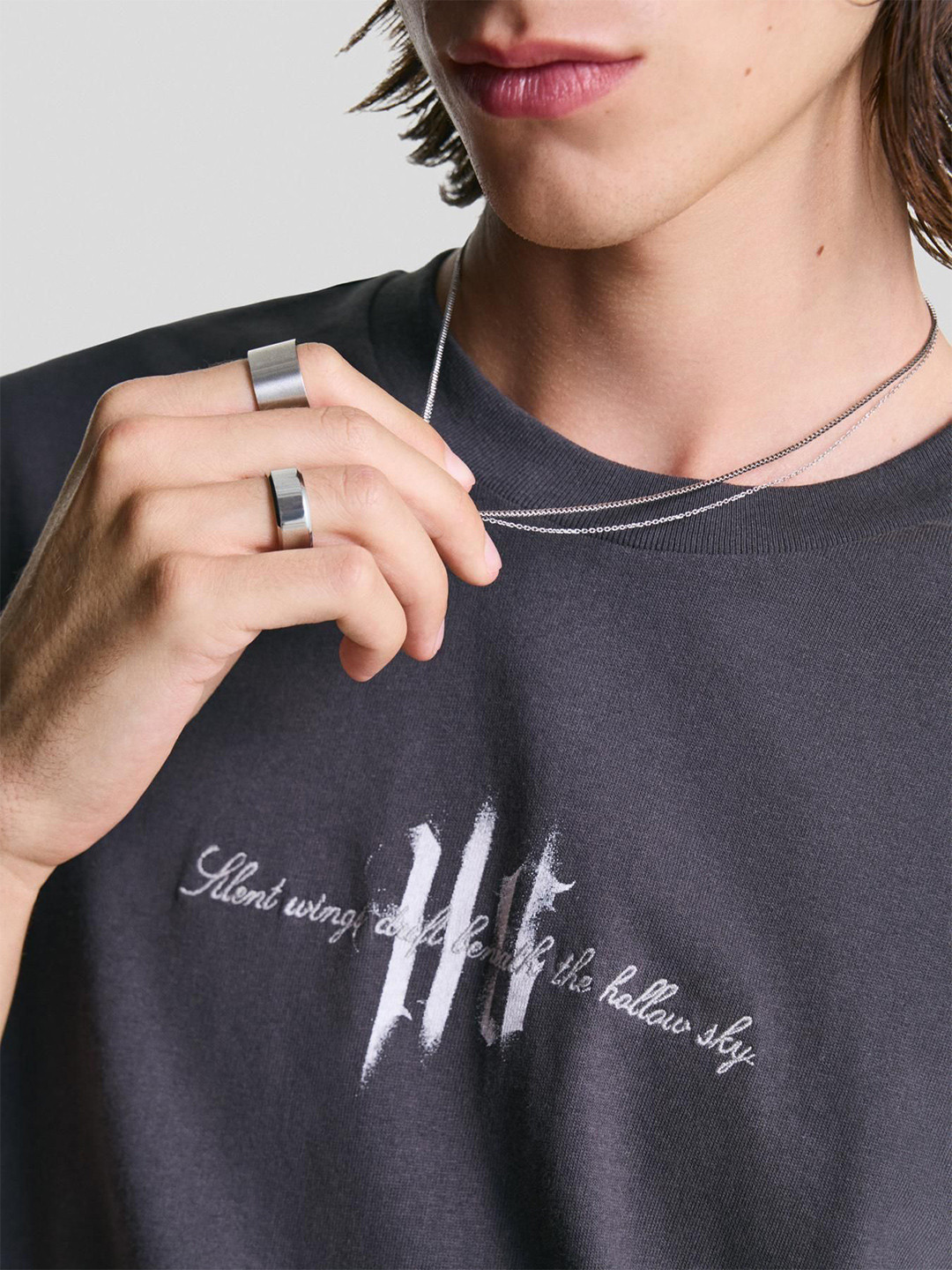 Bershka Men Stainless Steel Minimal Double Chain