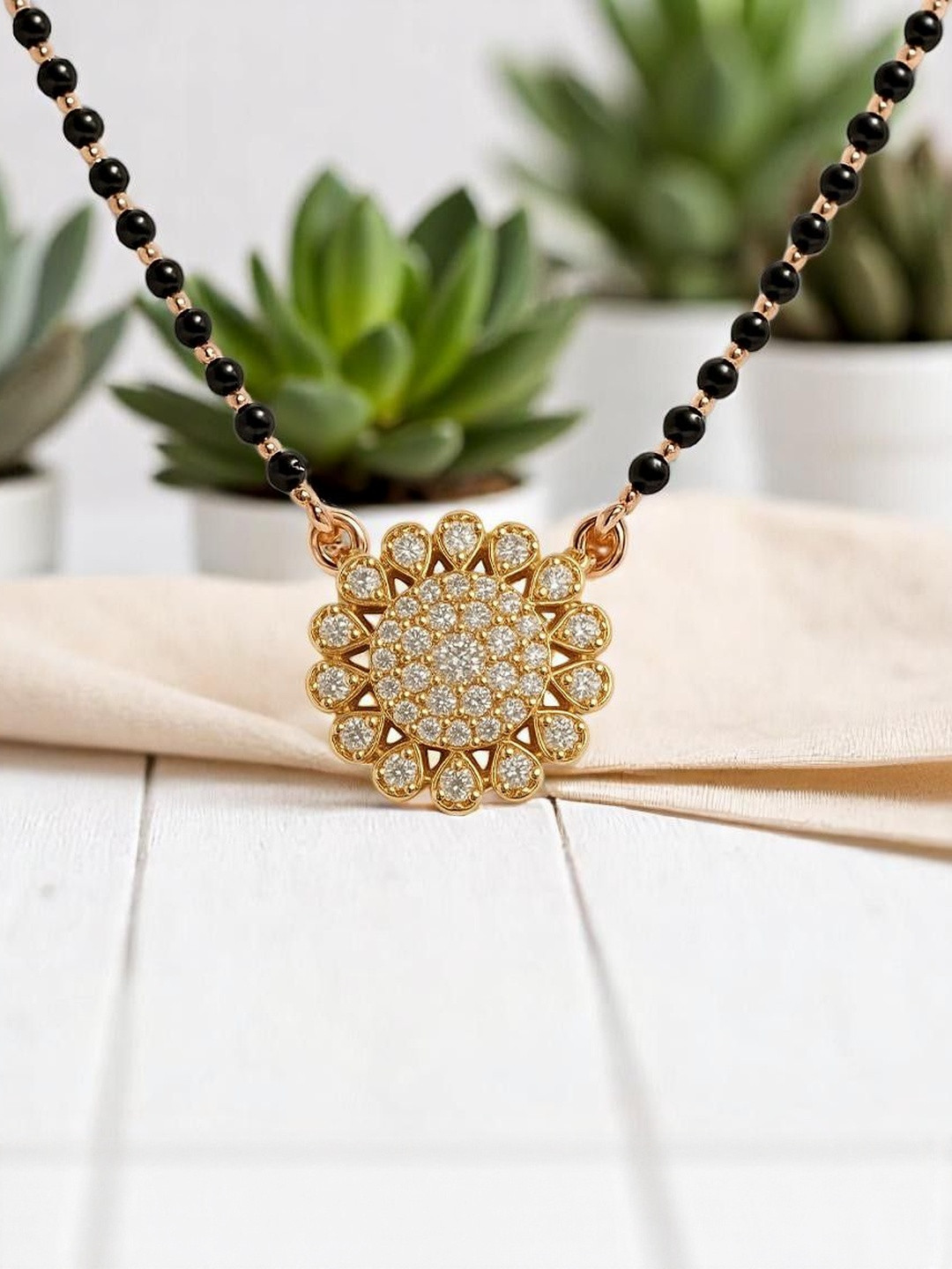 GARNISHA Gold-Plated Zircon Radiant Mangalsutra