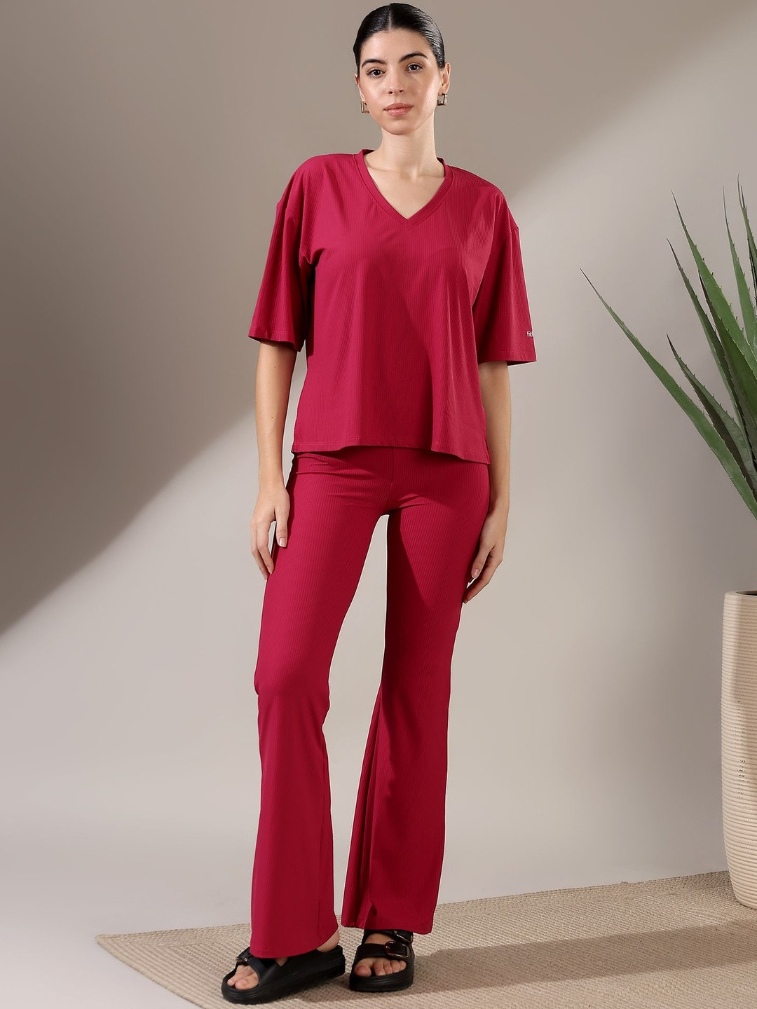 Fitkin Luxe Magenta Nylon Tracksuits