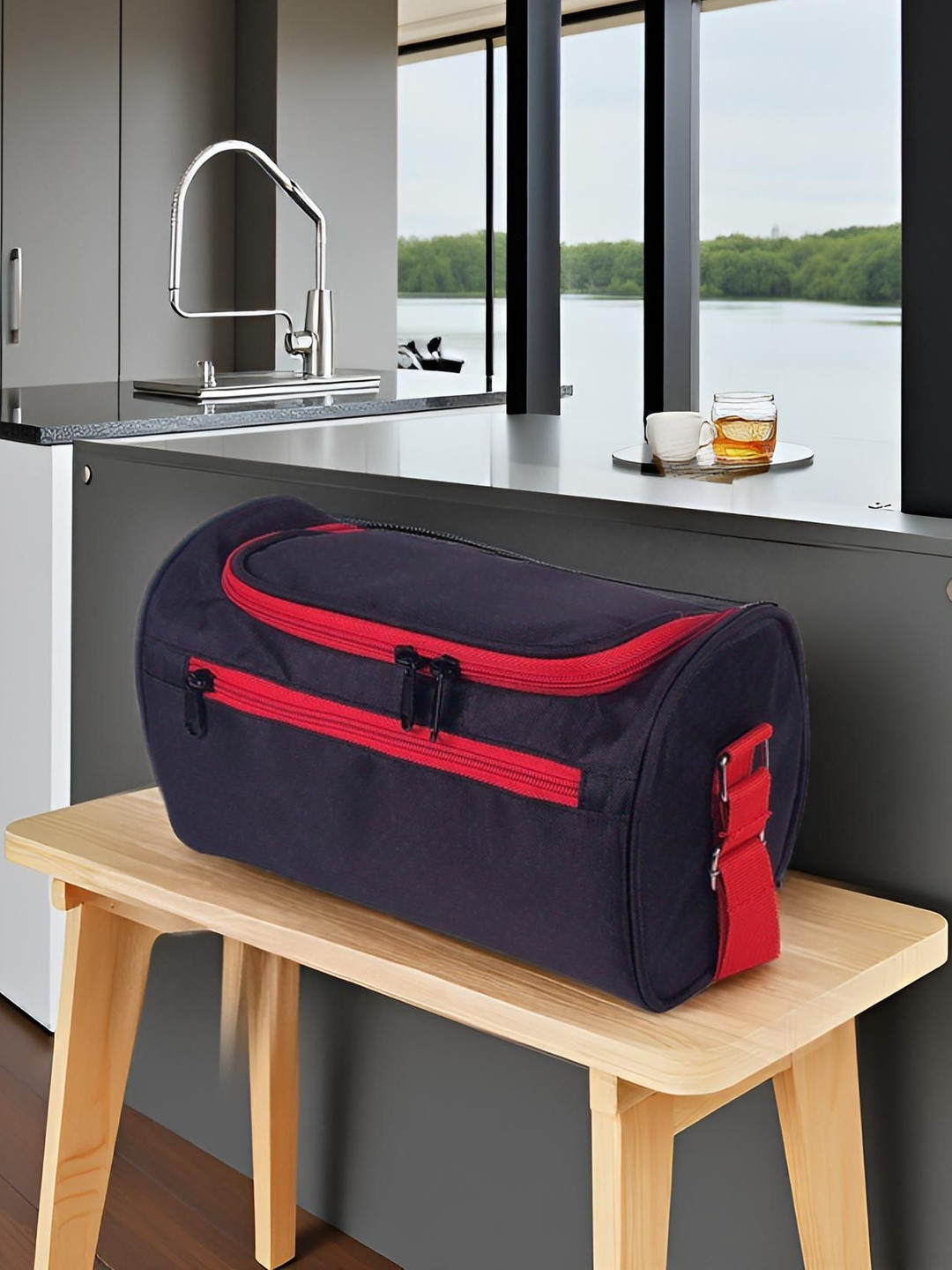 FOONTY Black & Red Waterproof Lunch Bag