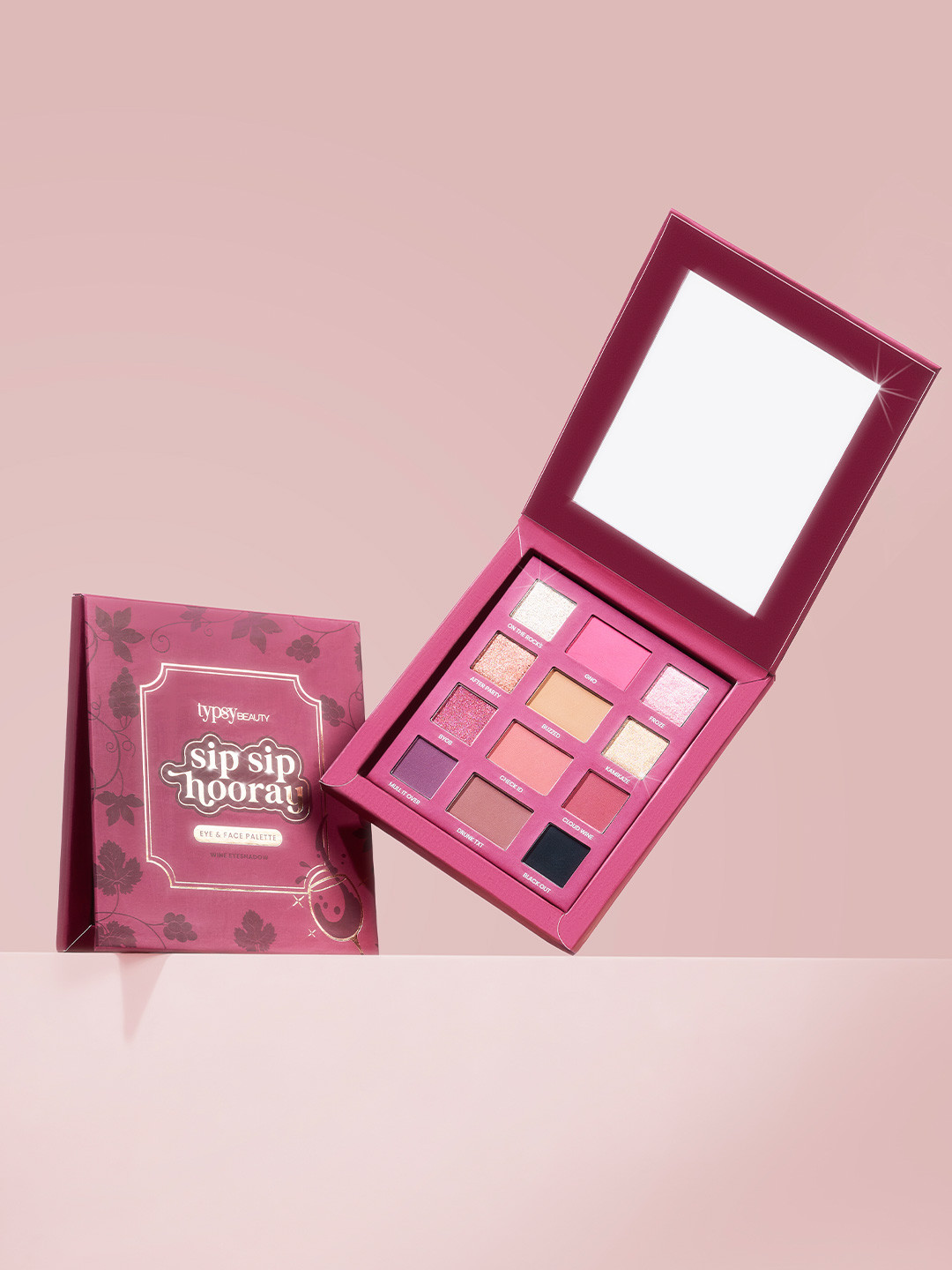 Typsy Beauty 12-In-1 Glitter Metallic & Matte Shades Sip Sip Hooray Eyeshadow Palette- 24g