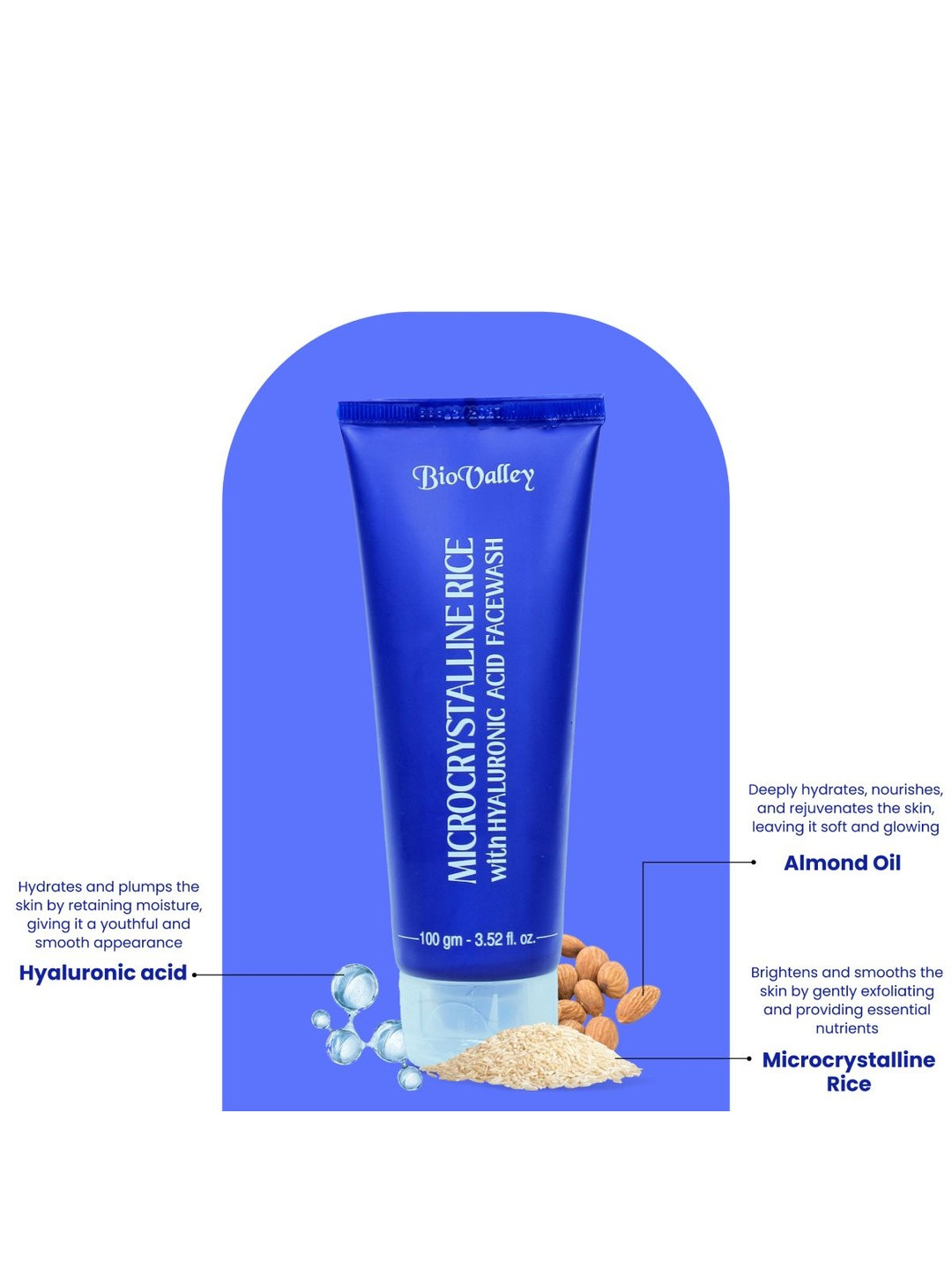 Bio Valley Microcrystalline Rice Face Wash With Hyaluronic Acid For Smoothing - 100 g