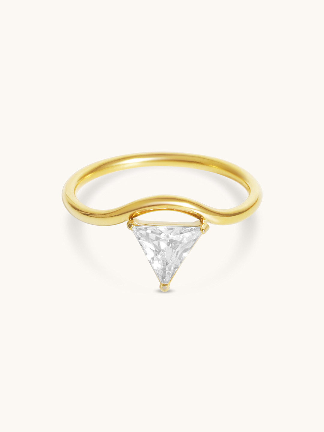 Elinor Jewels 18K Gold-Plated Wavy Triangle Zircon-Studded Finger Ring