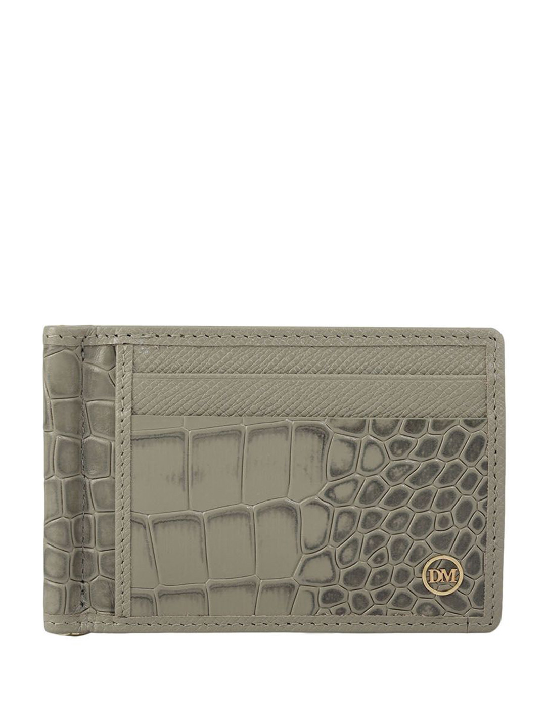 Da Milano Men Abstract Textured Leather Money Clip