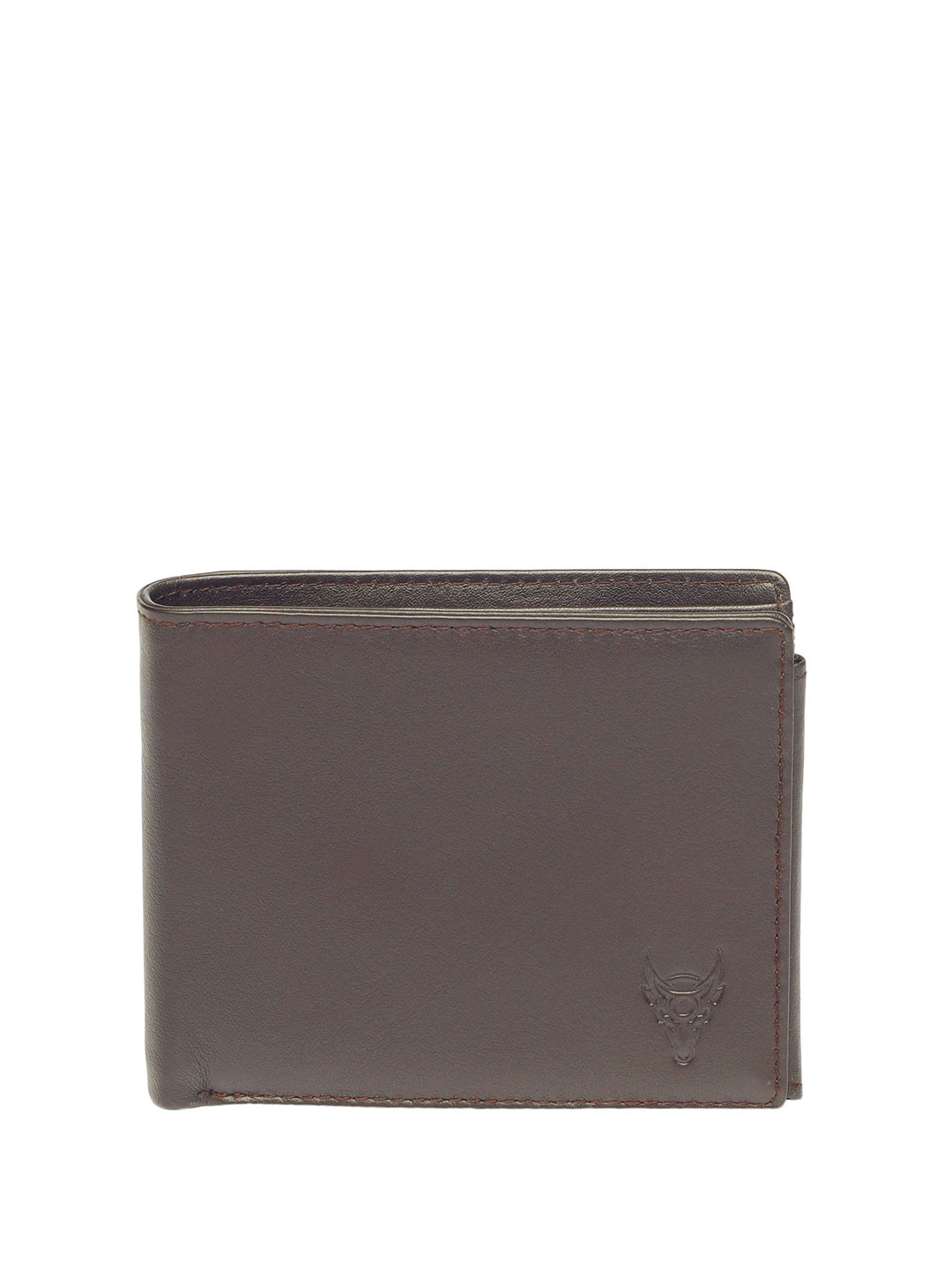 BLACK BUCK Men Brand Logo Textured Leather Two Fold Wallet