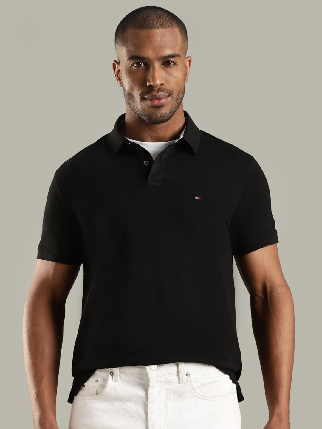 Tommy Hilfiger Men Solid Polo Collar T-shirt