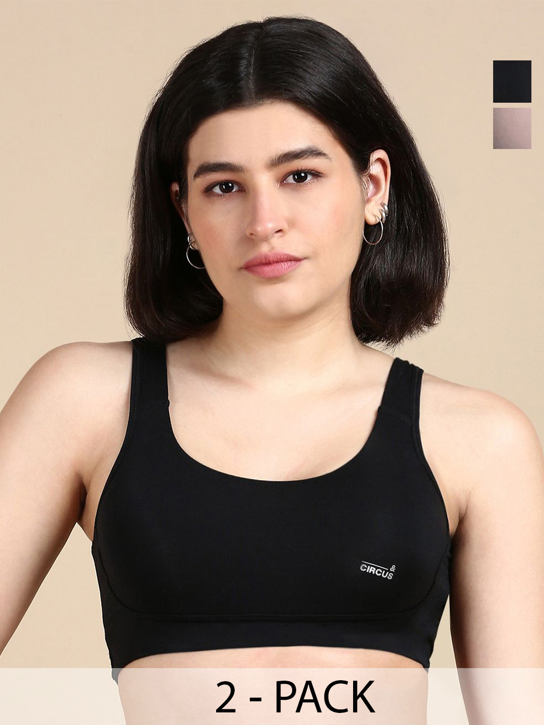 &CIRCUS Women Pack of 2 Full Coverage Non-Padded Workout Bra