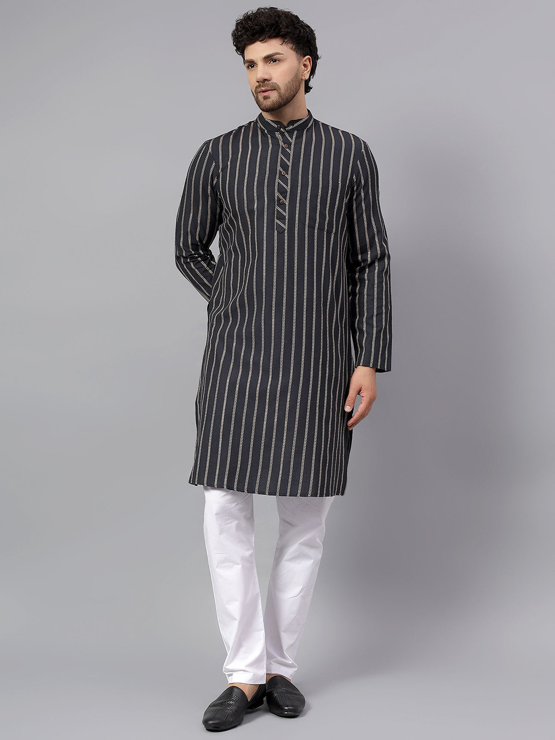 Latest Chikan Garments Men Striped Regular Kurta with Pyjama