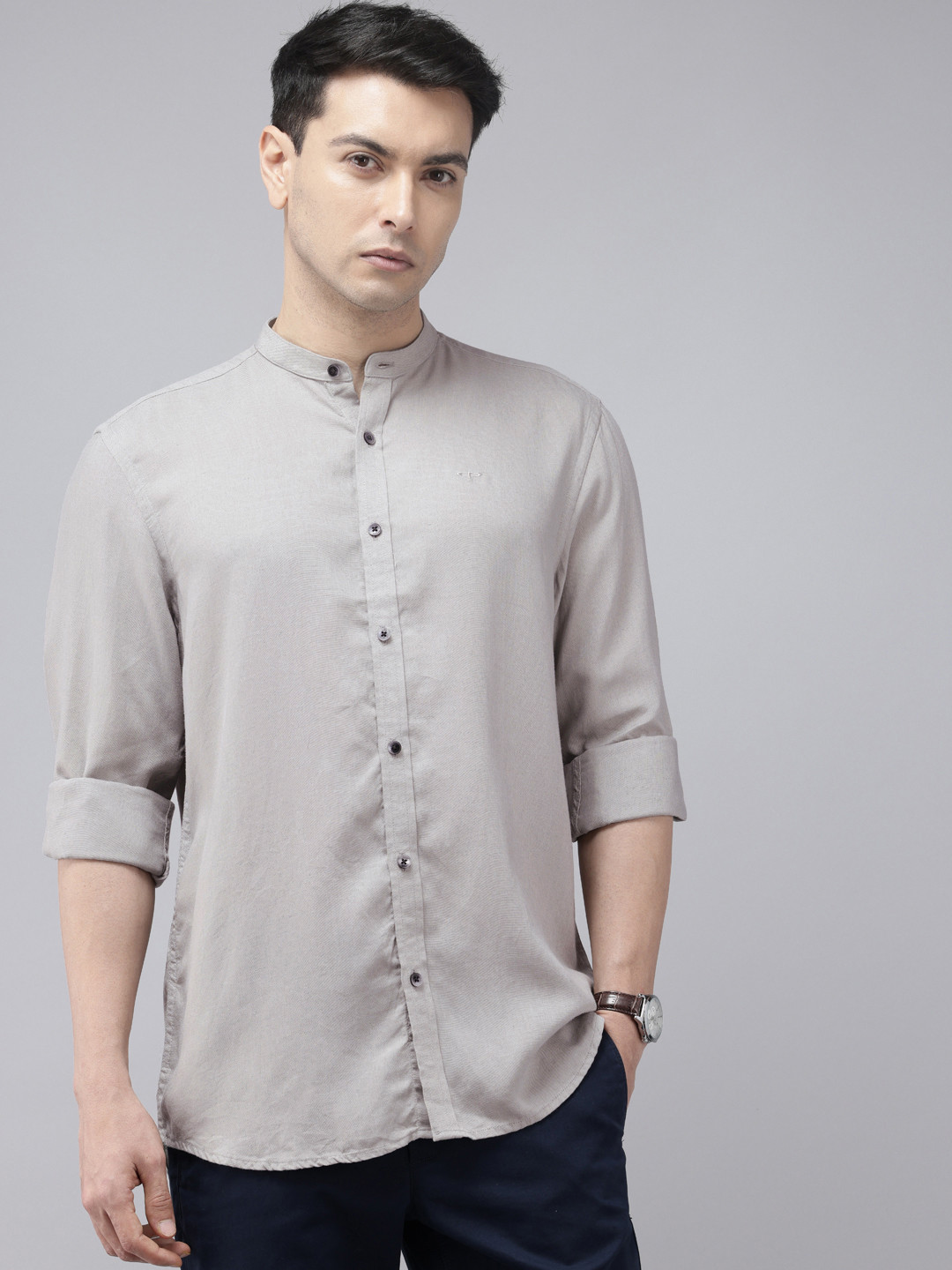 ColorPlus Band Collar Casual Shirt