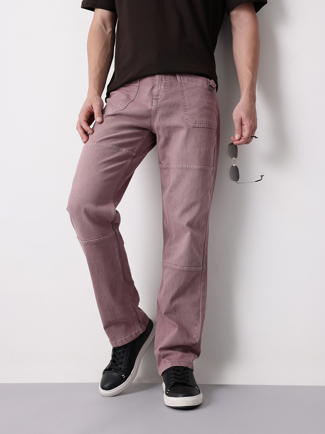 Mast & Harbour Men Straight Fit Metallic Loop Jeans