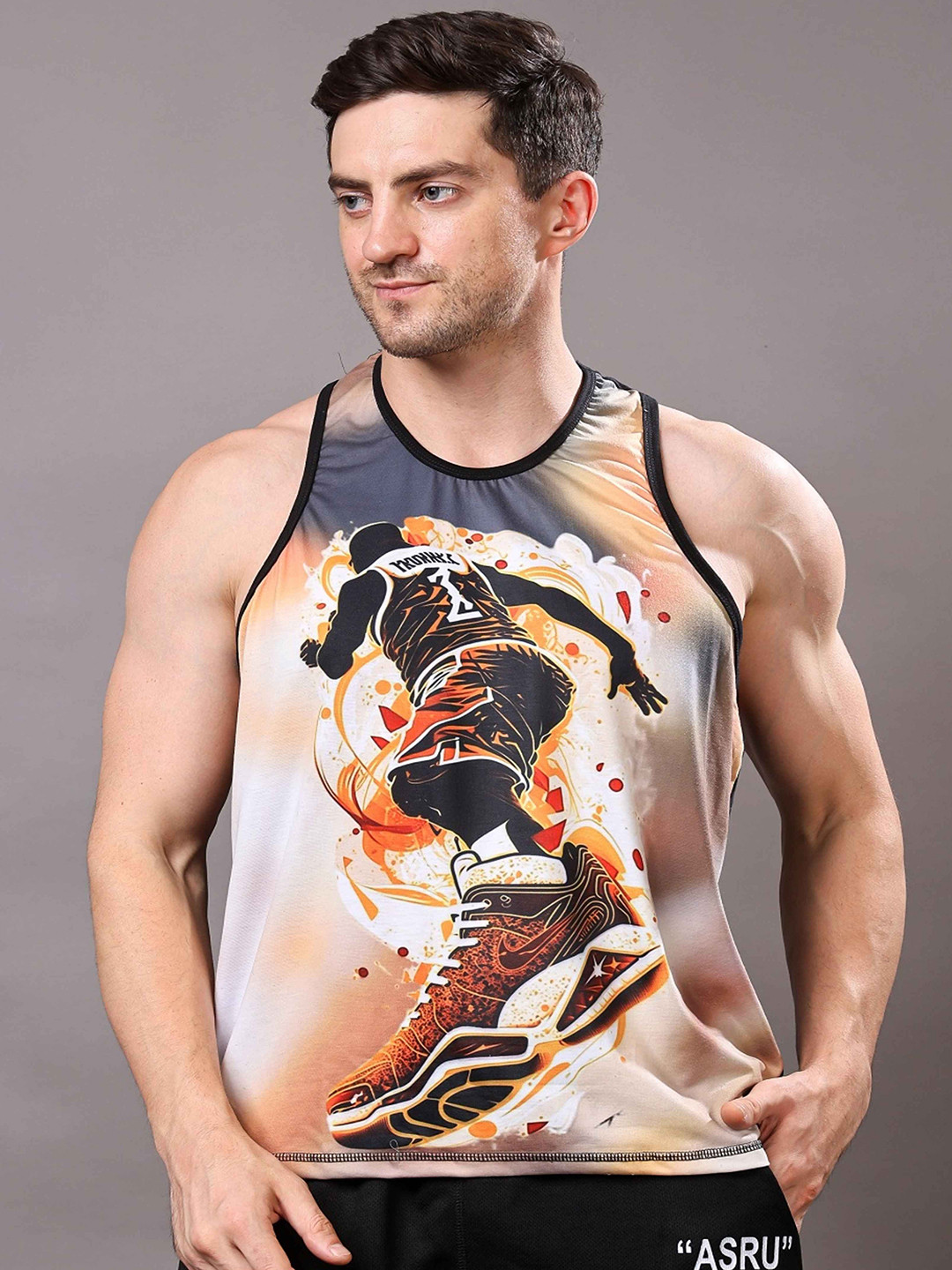 YELLOW TREE Printed Scoop Neck Sleeveless Gym Vests