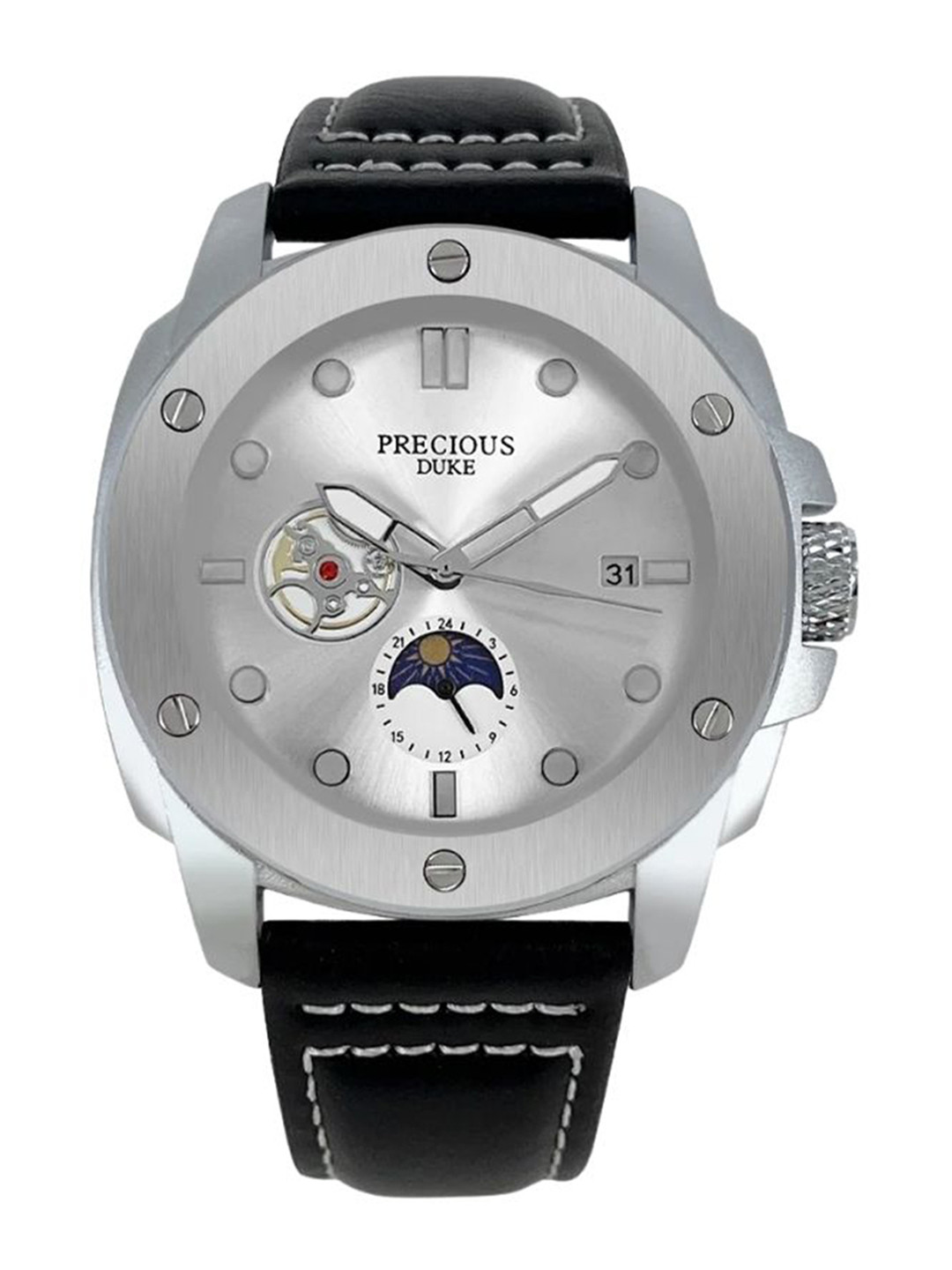 Precious Duke Men Dial & Leather Straps Analogue Watch PD_904443631408-Grey-Black