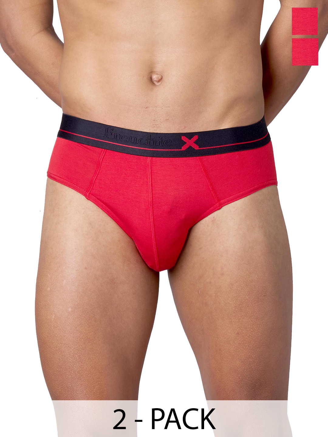 FRENCHIE Pack Of 2 Mid-Rise Basic Briefs FR-MI-BF-LOWS-1X5-ADRED-S-PO2