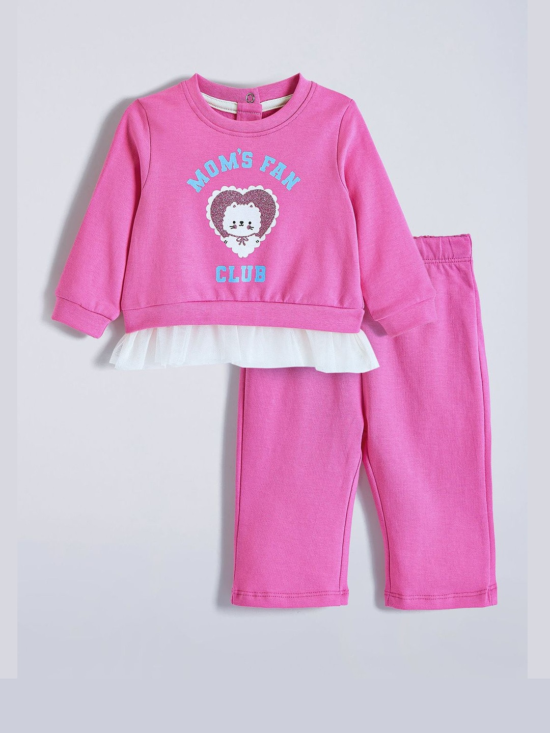 Hopscotch Girls 2-Pc Pink Printed Layered Hem Joggers Set