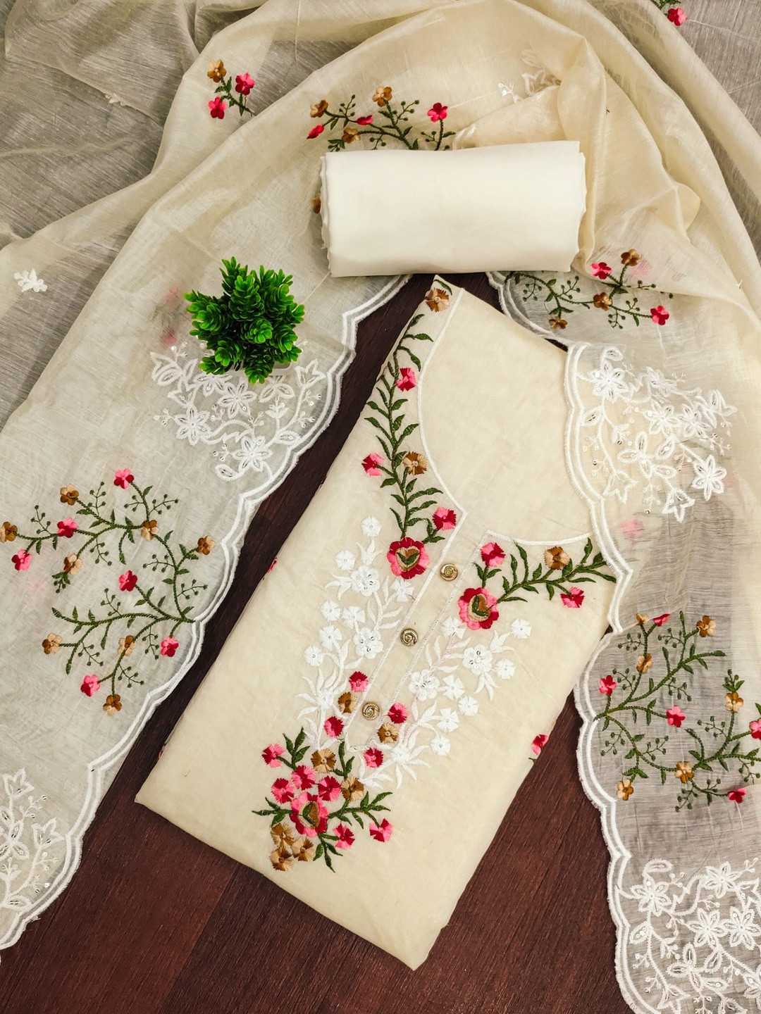 KALINI Embroidered Unstitched Dress Material