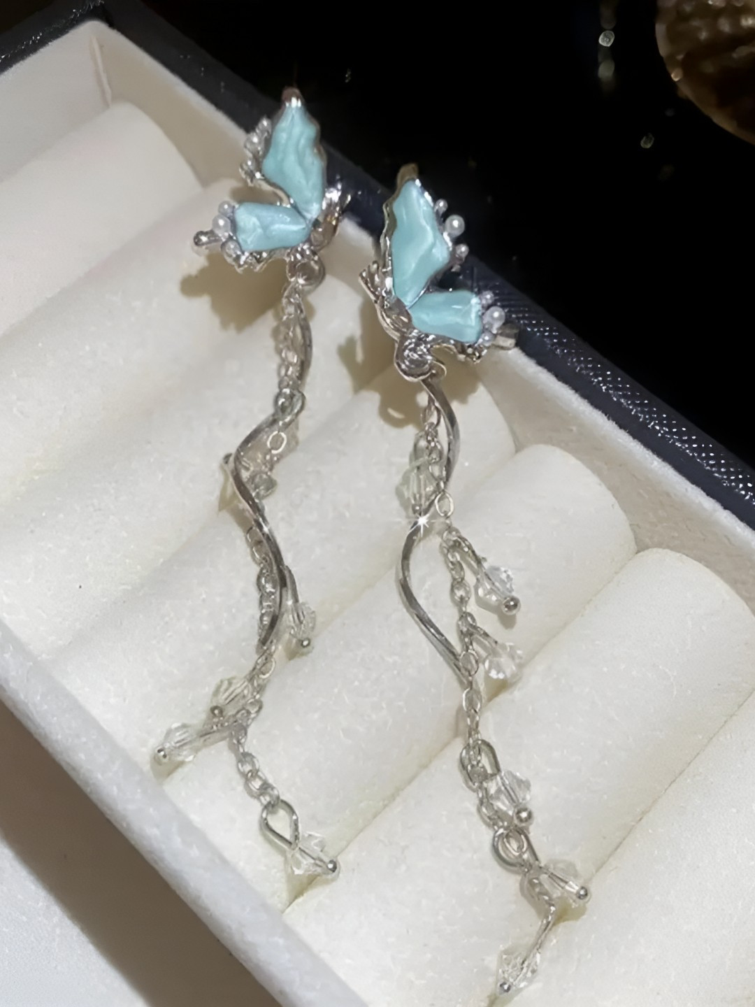 Simran Creation Silver-Plated Stones Studded & Beaded Enamelled Quirky Drop Earrings