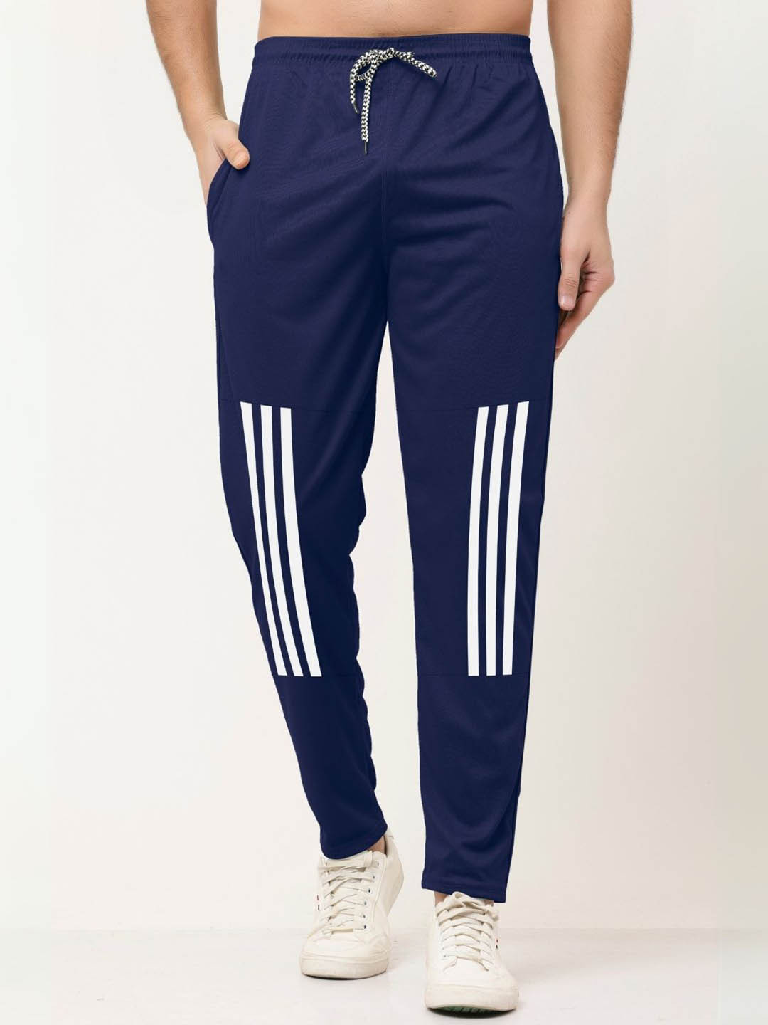 MaverIQ Men Striped Straight Fit Mid-Rise Track Pants