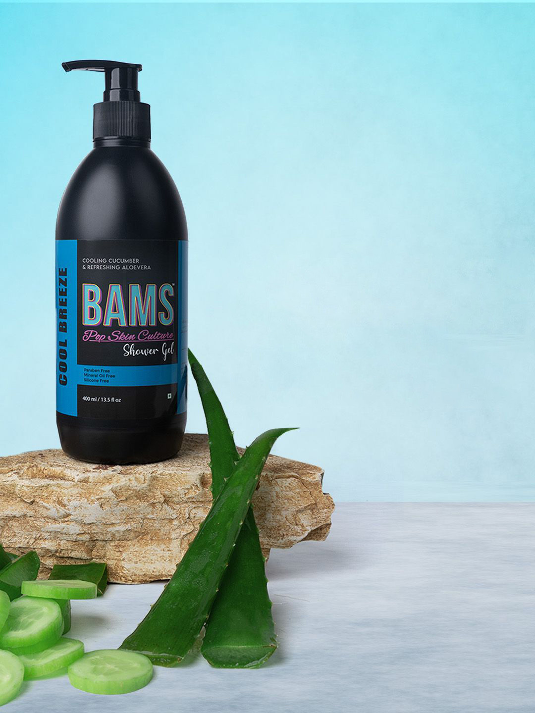BAMS POP SKIN CULTURE Cool Breeze Shower Gel With Cucumber For Hydration - 400 ml