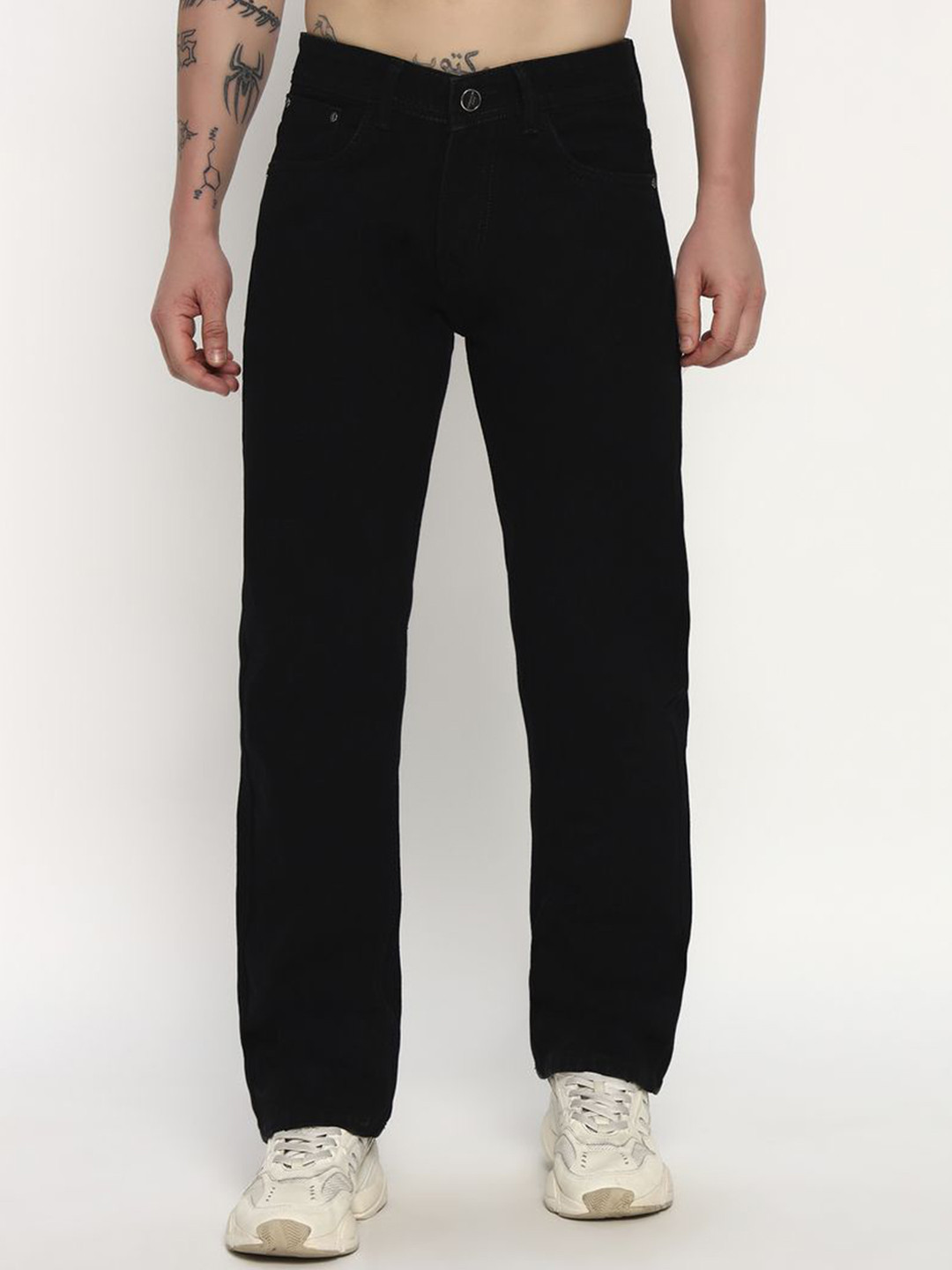 STORE VILLA Men Regular Fit Mid-Rise Low Distress Cotton Non Stretchable Jeans