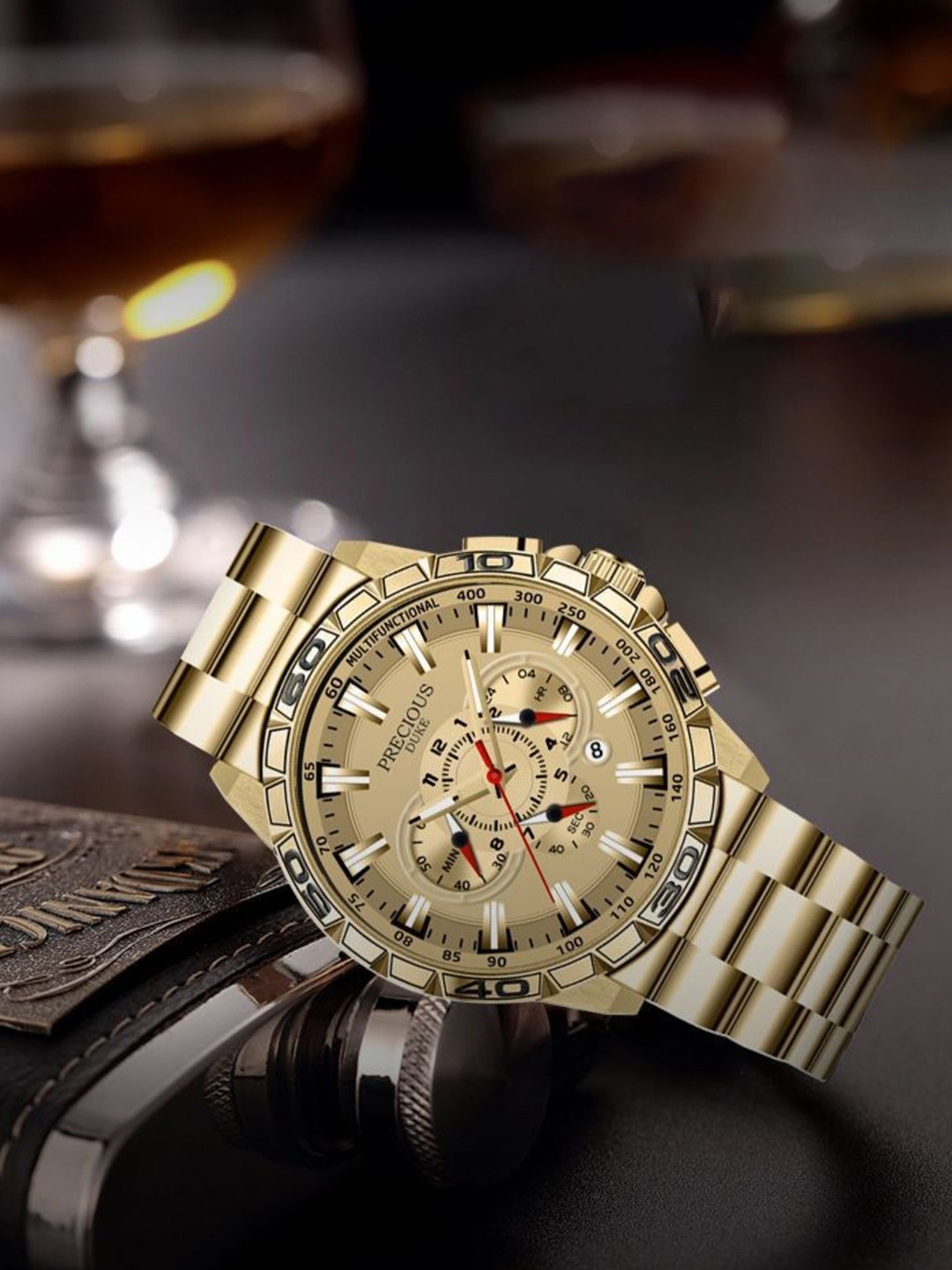 Precious Duke Men Bracelet Style Straps Watch PD_888078359622_Gold-Toned_26-Gold Shell