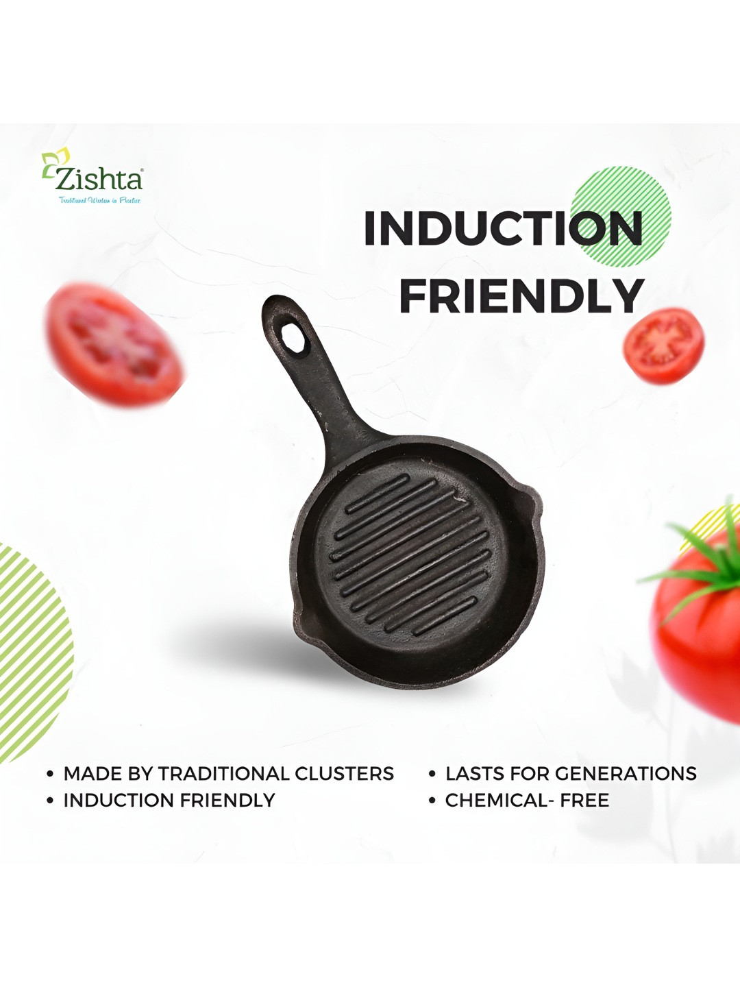 zishta Black Easy to Clean Cast Iron Pan