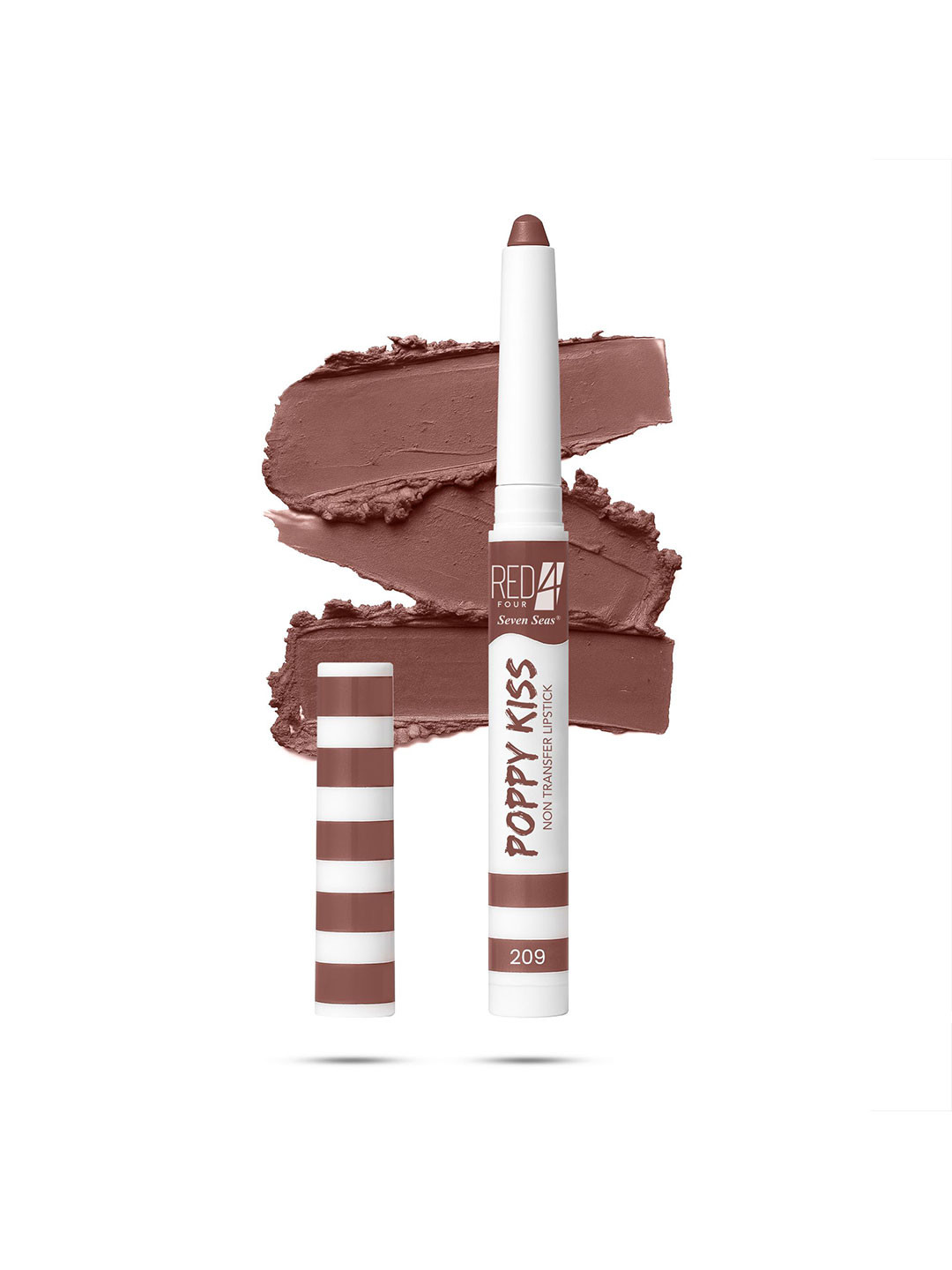 RED 4 Poppy Kiss Non Transfer Matte Lipstick - 3.8 g - Coffee Brown 209
