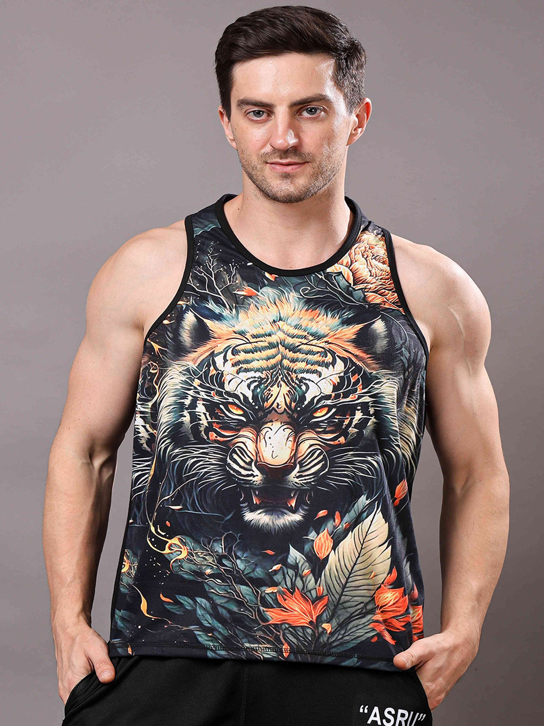 YELLOW TREE Men Angry Lion Printed Gym Vests