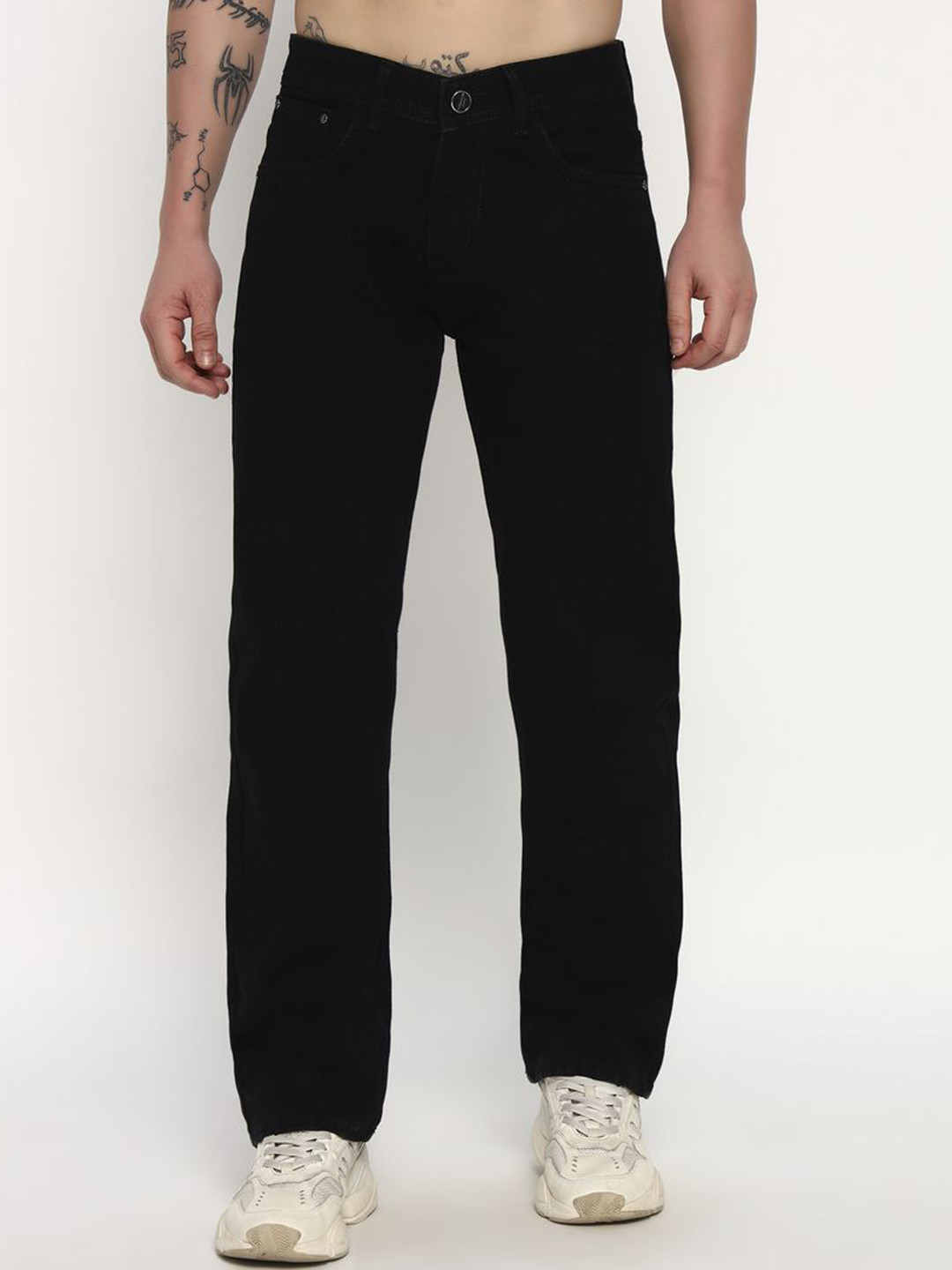 MAHTO TRADERS Men Regular Fit Mid-Rise Black Jeans