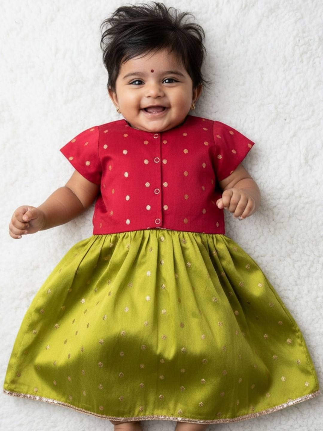 Sangria  Girl Green Zari Lehenga and Maroon Blouse Set