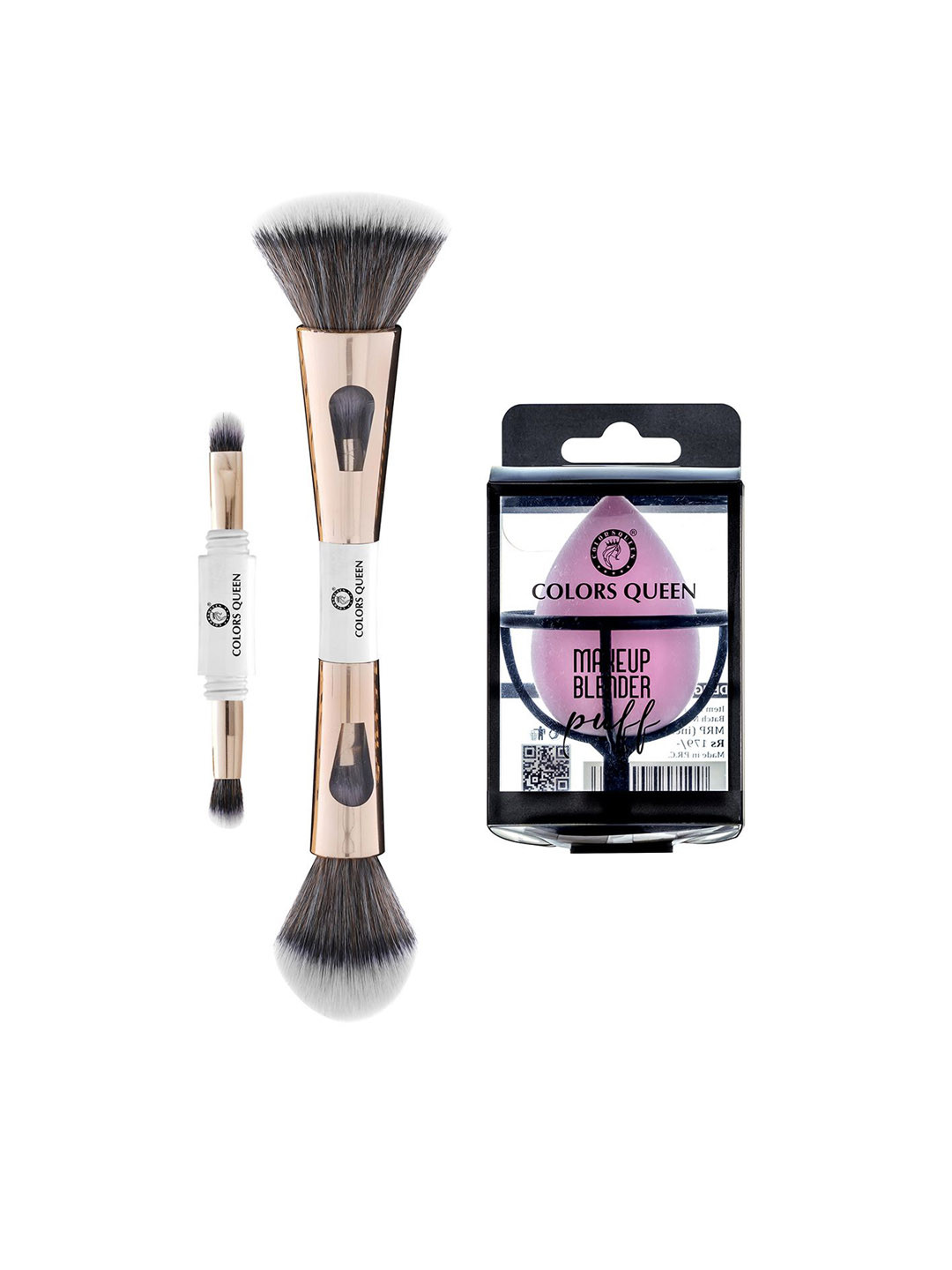 Colors Queen Set Of 2 Blender Puff With 4 In 1 Makeup Brush