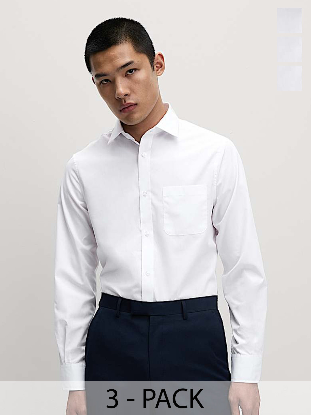 Pack of 3 Marks & Spencer Men White Regular Fit Solid Casual Shirts