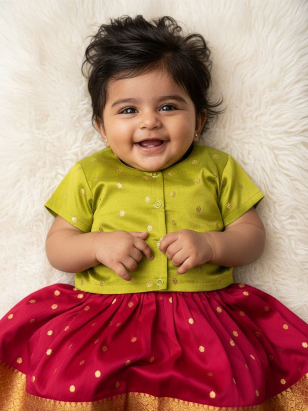 Sangria Maroon Zari Lehenga and Green Blouse Set