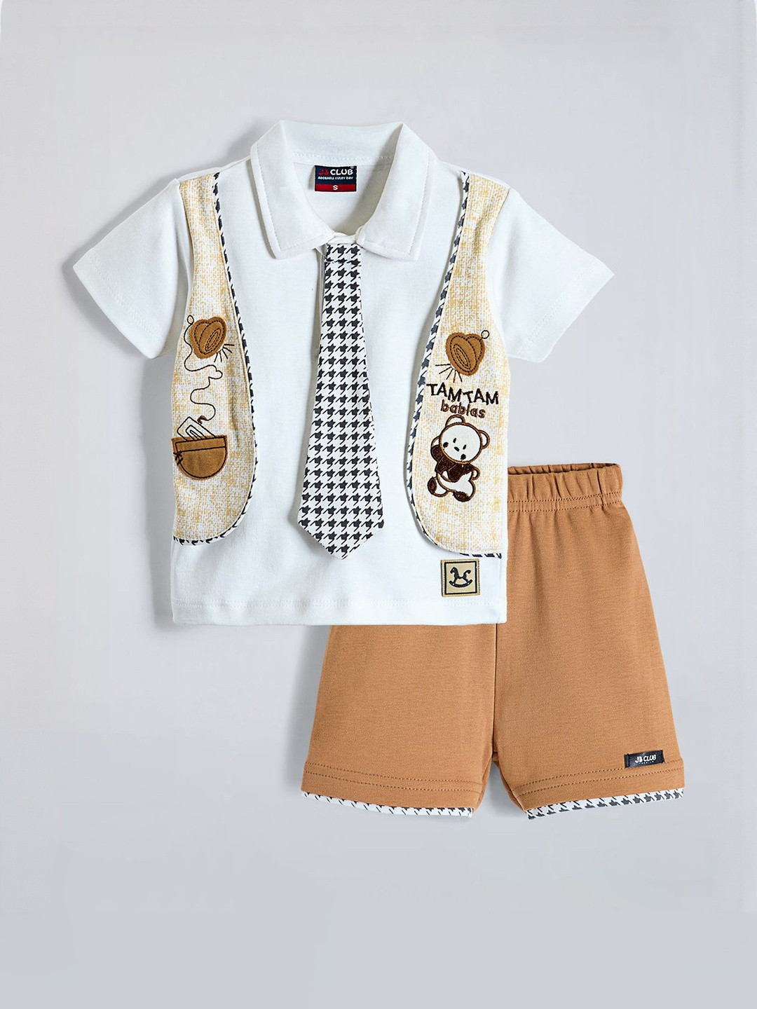 Hopscotch Boys White Pure Cotton 2 Piece Cotton Teddy Adventure Formal Set