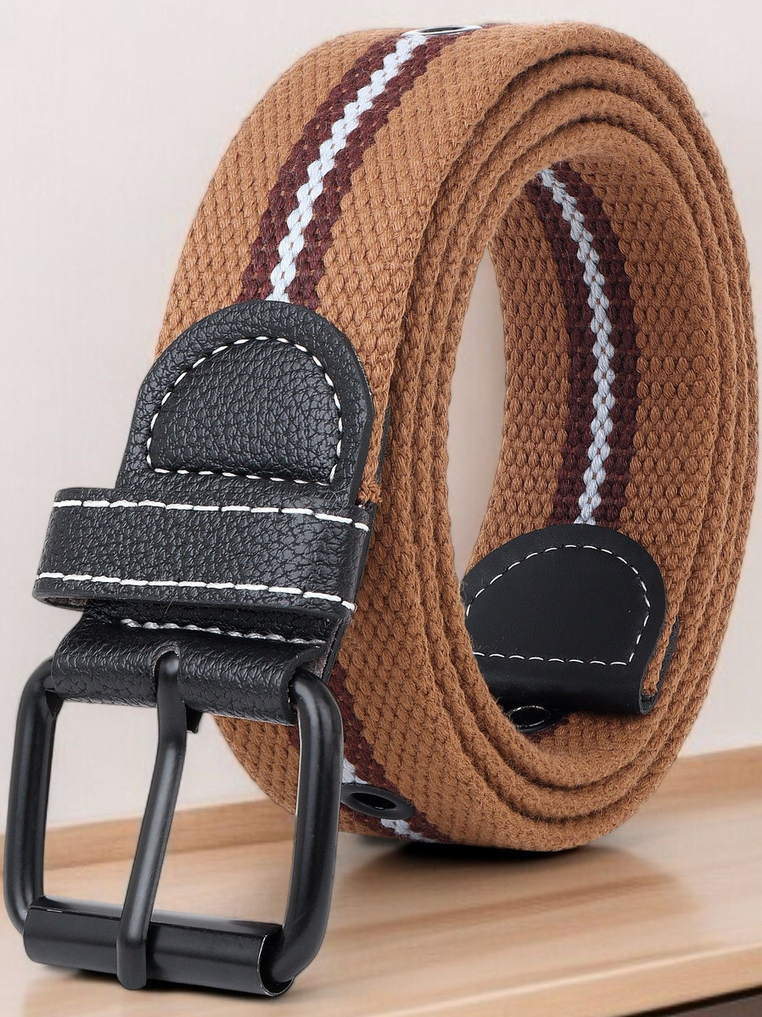 Roadster Men Cream Textured Formal Belt