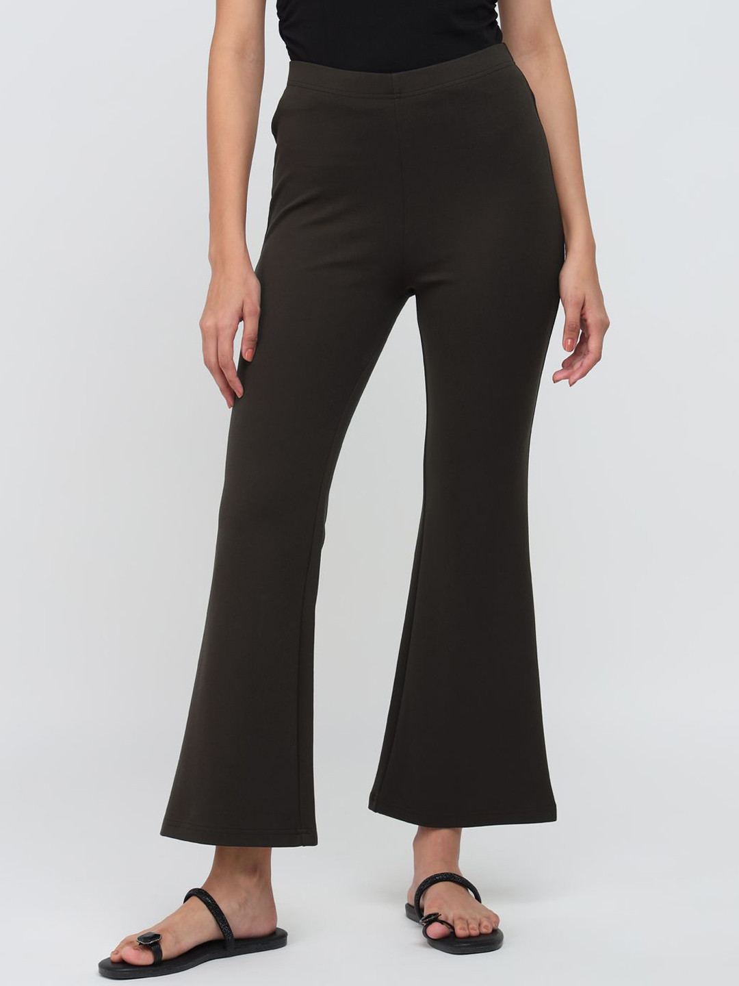 COVER STORY Women Bootcut Mid-Rise Cropped Trousers