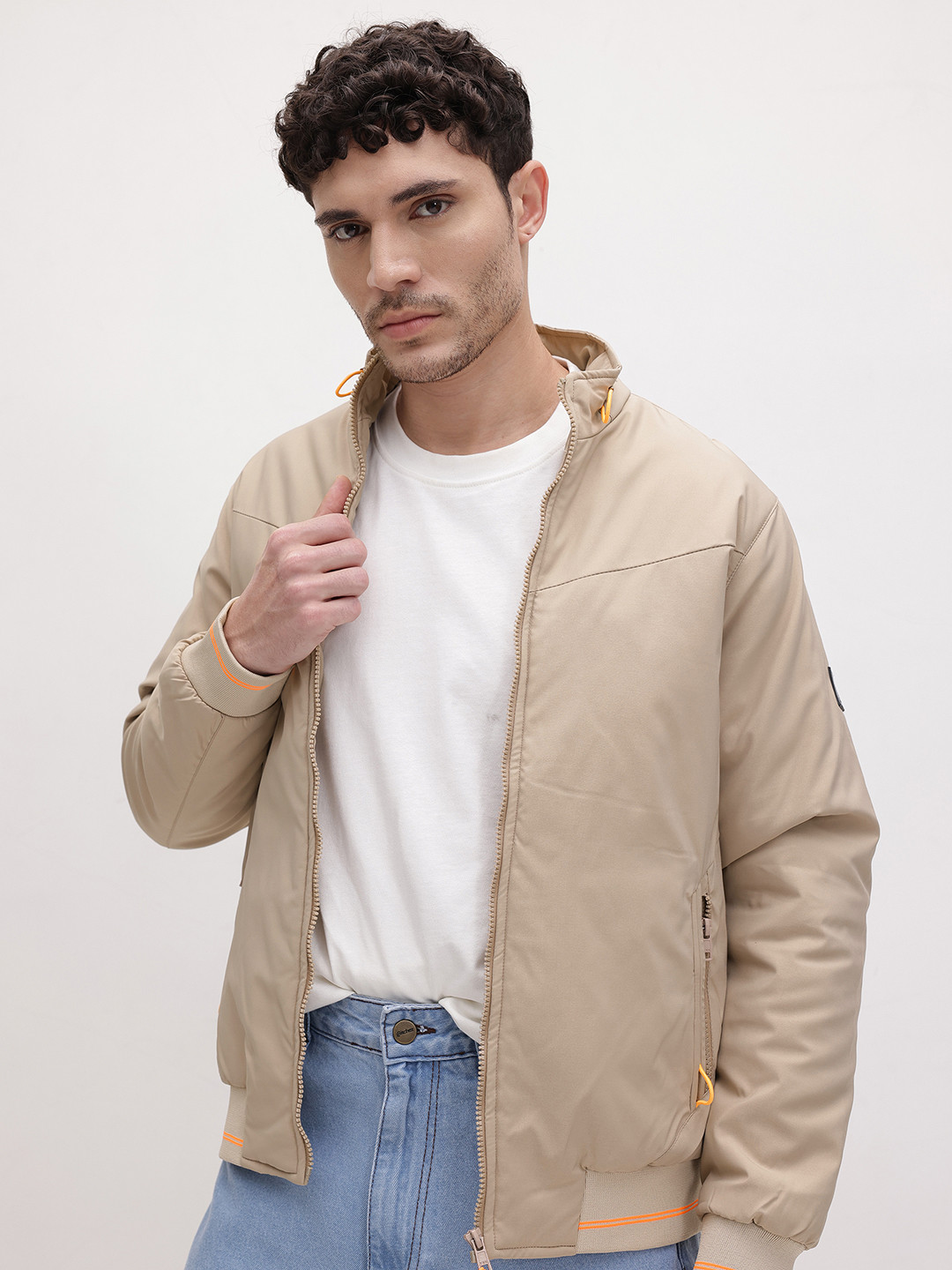 The Roadster Life Co. Mock Collar Paneled Bomber Jacket