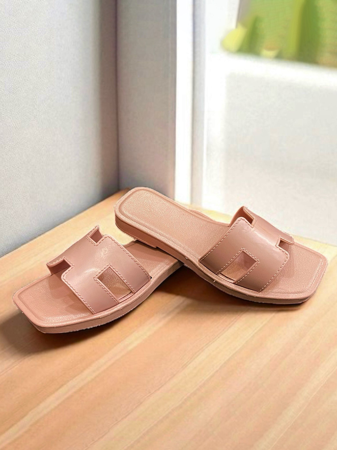 Deals4you Women Textured Open Toe Flats with Laser Cuts