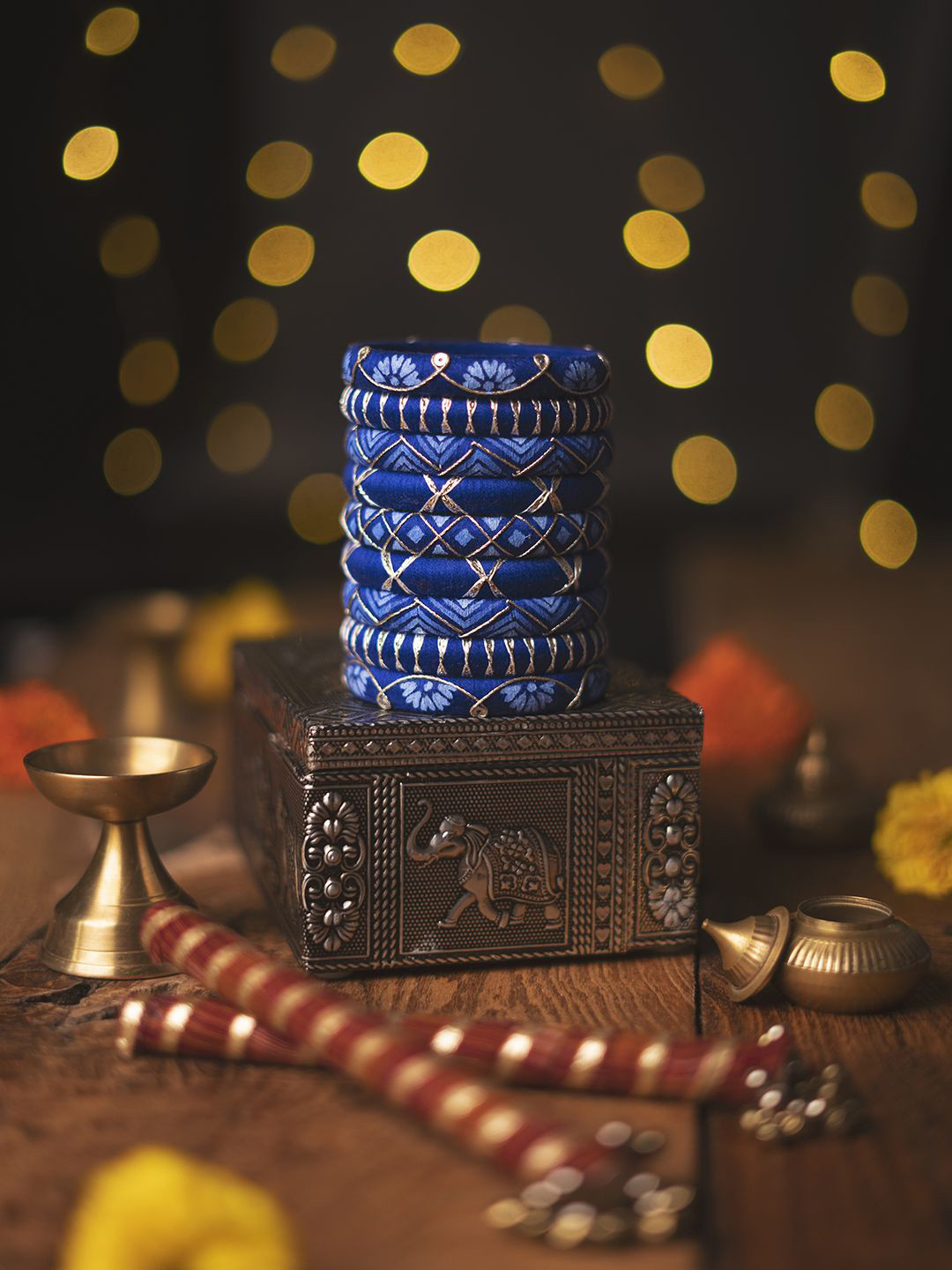 Taasha Craft Set Of 9 Thread Work And Sequence Bangles