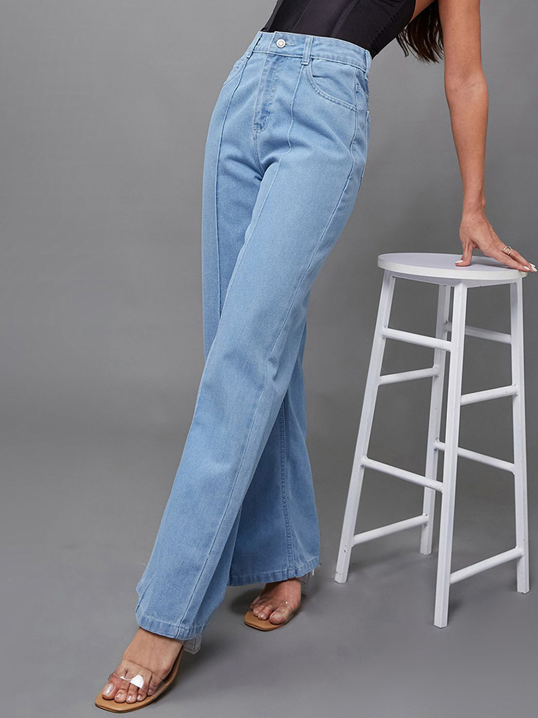 Miss Chase Dawn Feather Women Straight Fit Paneling High-Rise Jeans