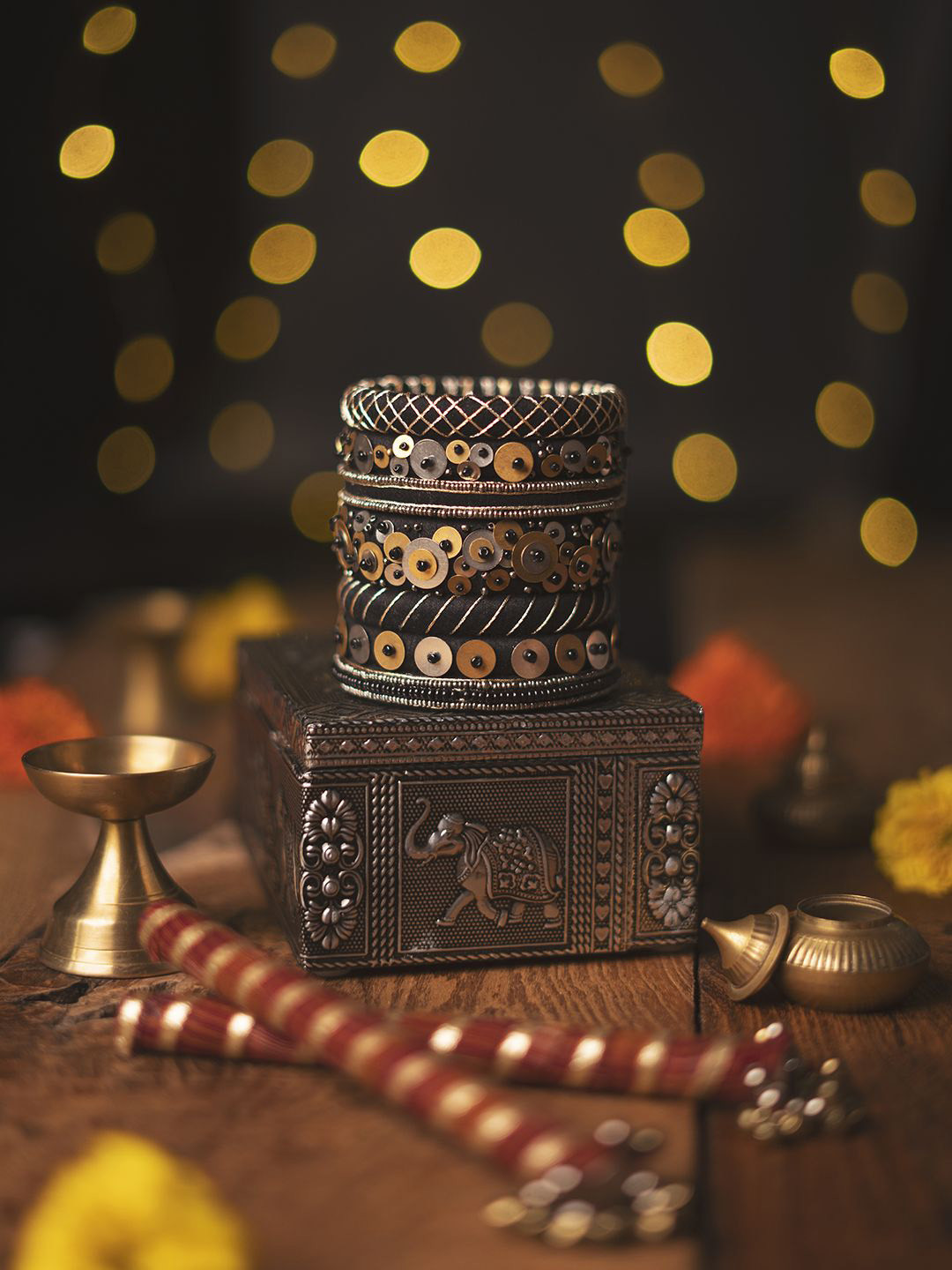 Taasha Craft Set Of 7 Artificial Beaded Thread Work And Sequence Bangles