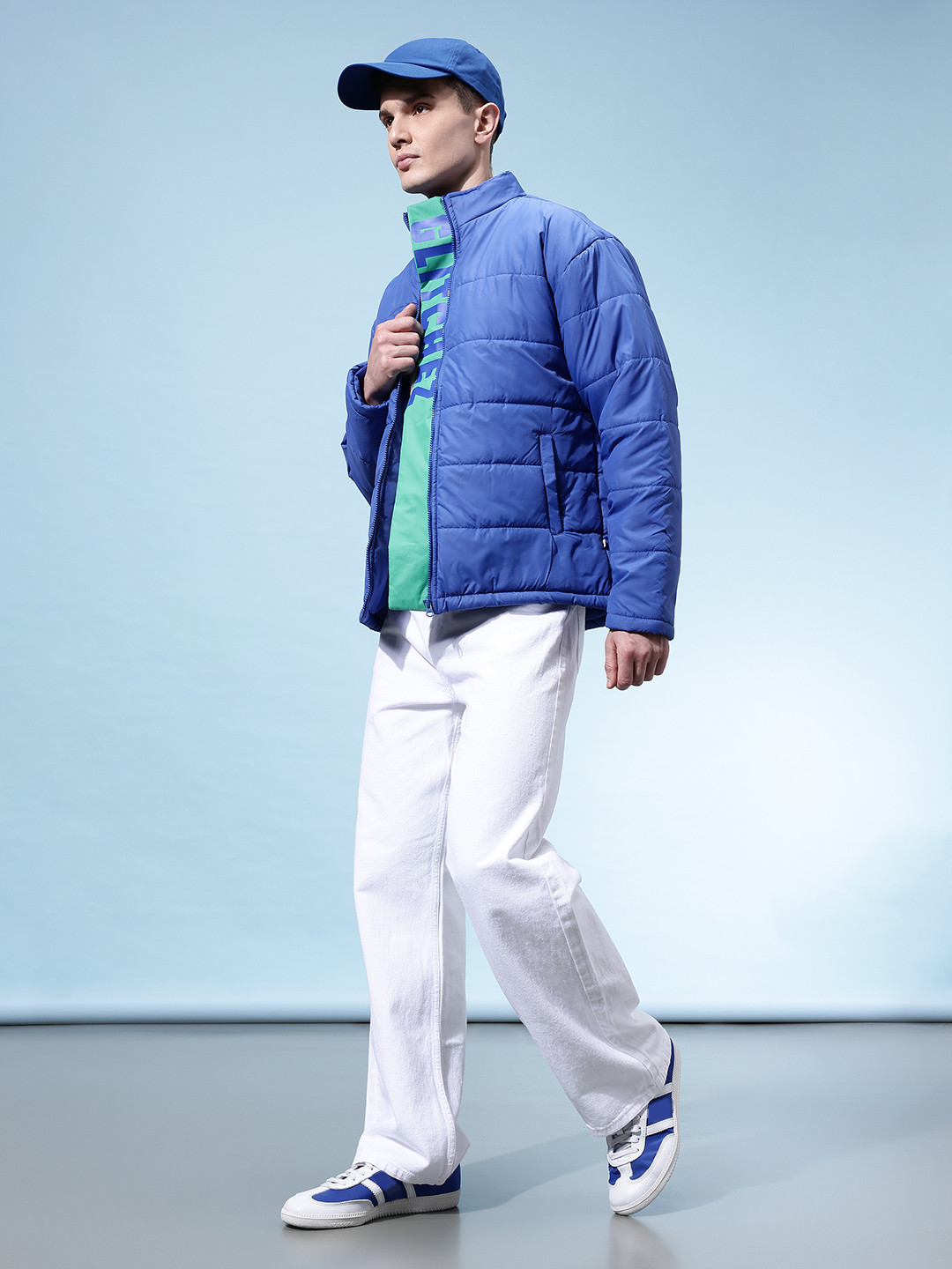 glitchez Oversized Puffer Jacket With Brand Logo Detail