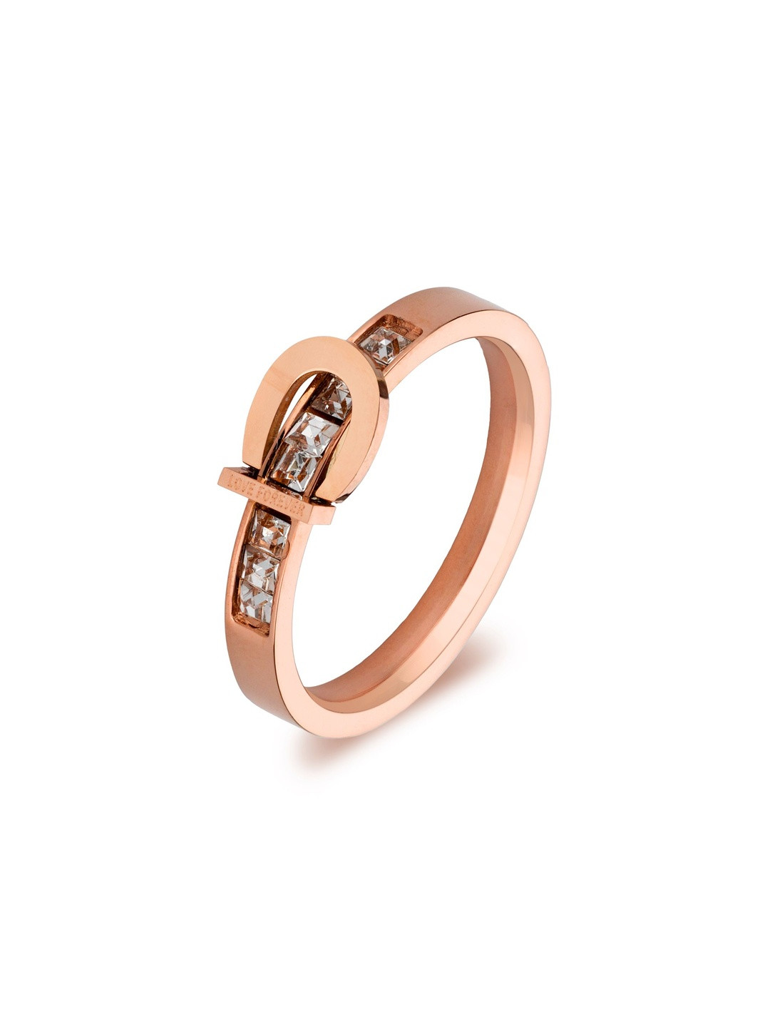 Klean & Care Rose Gold-Plated Cubic Zirconia Studded Finger Ring