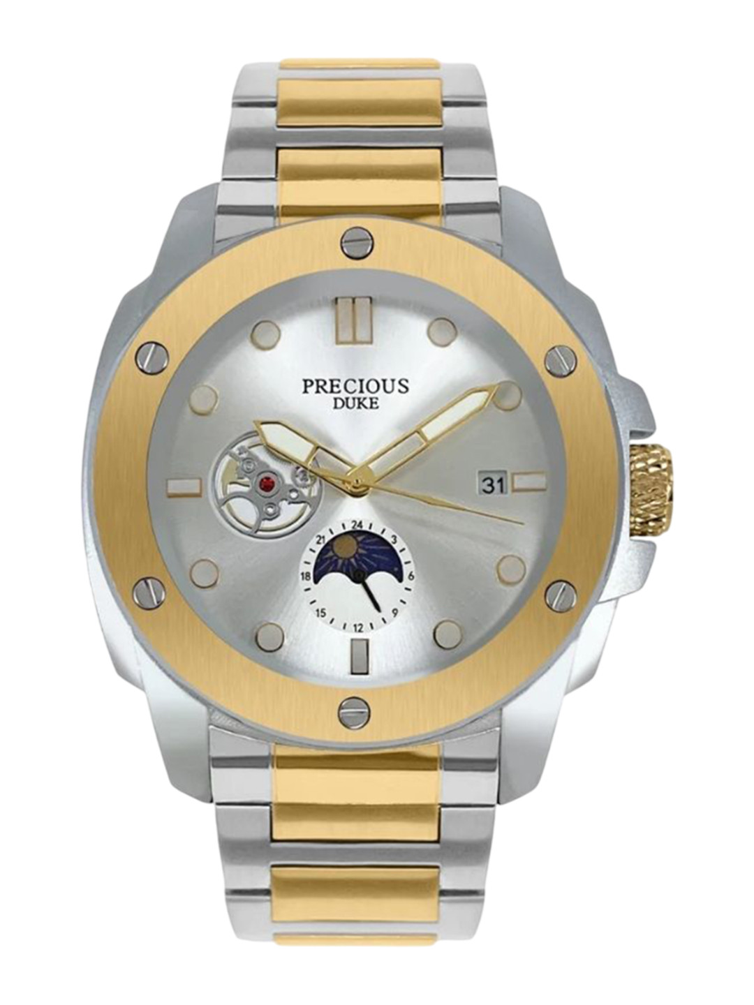 Precious Duke Men Stainless Steel Straps Analogue Watch PD_812407392162-Golden-Silver