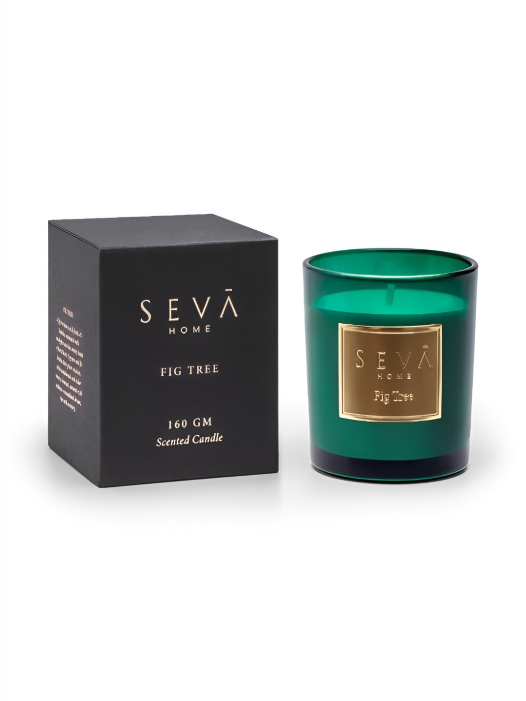 Seva Home Green & Gold-Toned Signature Fig Tree Natural Soy Wax Scented Jar Candle