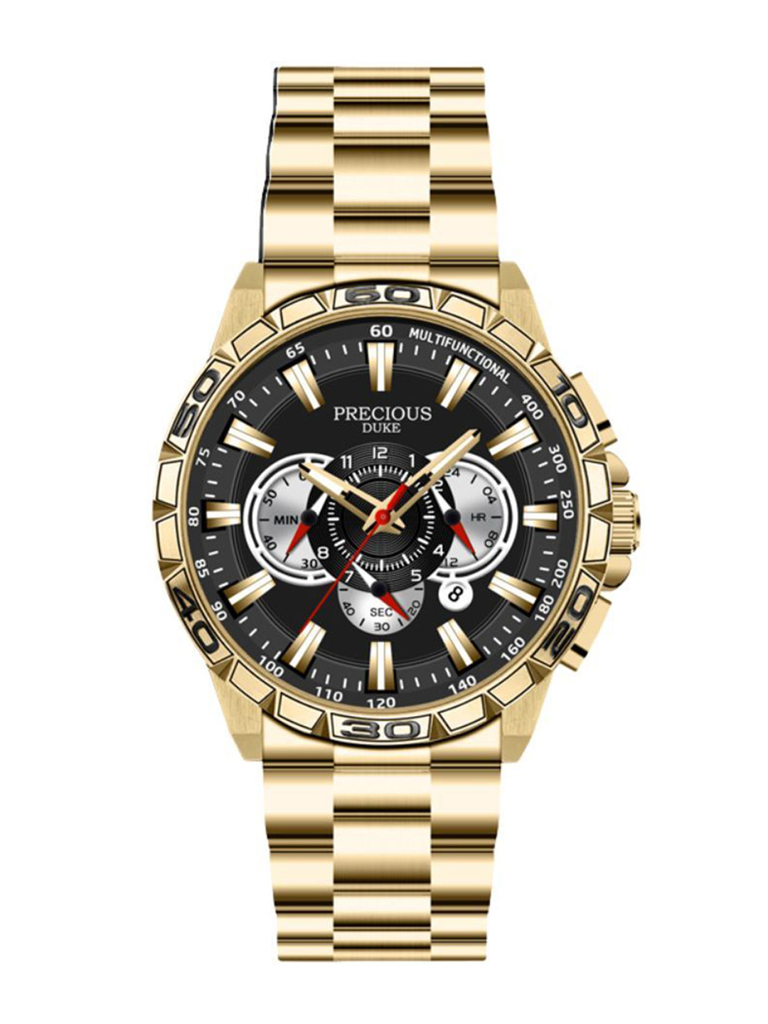 Precious Duke Men Stainless Steel Straps Chronograph Watch PD_808380784480_Black_66