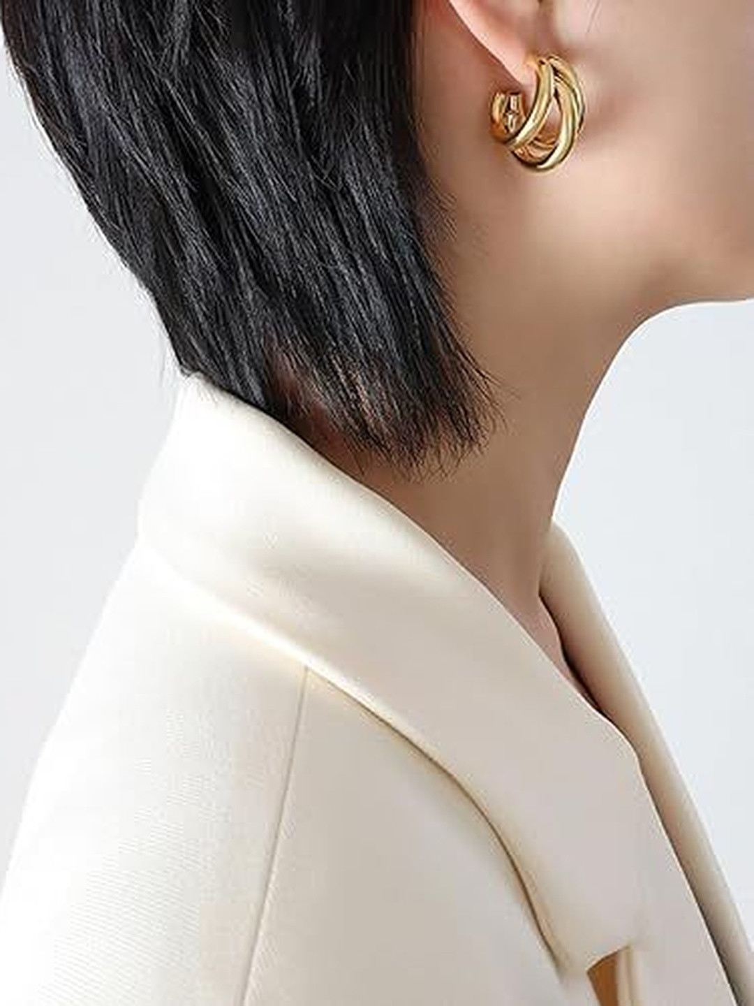 TheVineGirl Women Gold Plated Triple Hoop Earrings