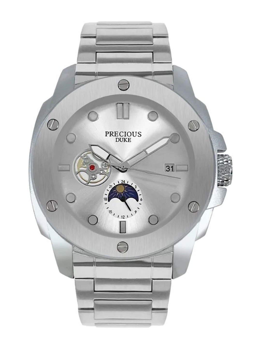 Precious Duke Men Stainless Steel Straps Analogue Watch PD_812407392162-Silver